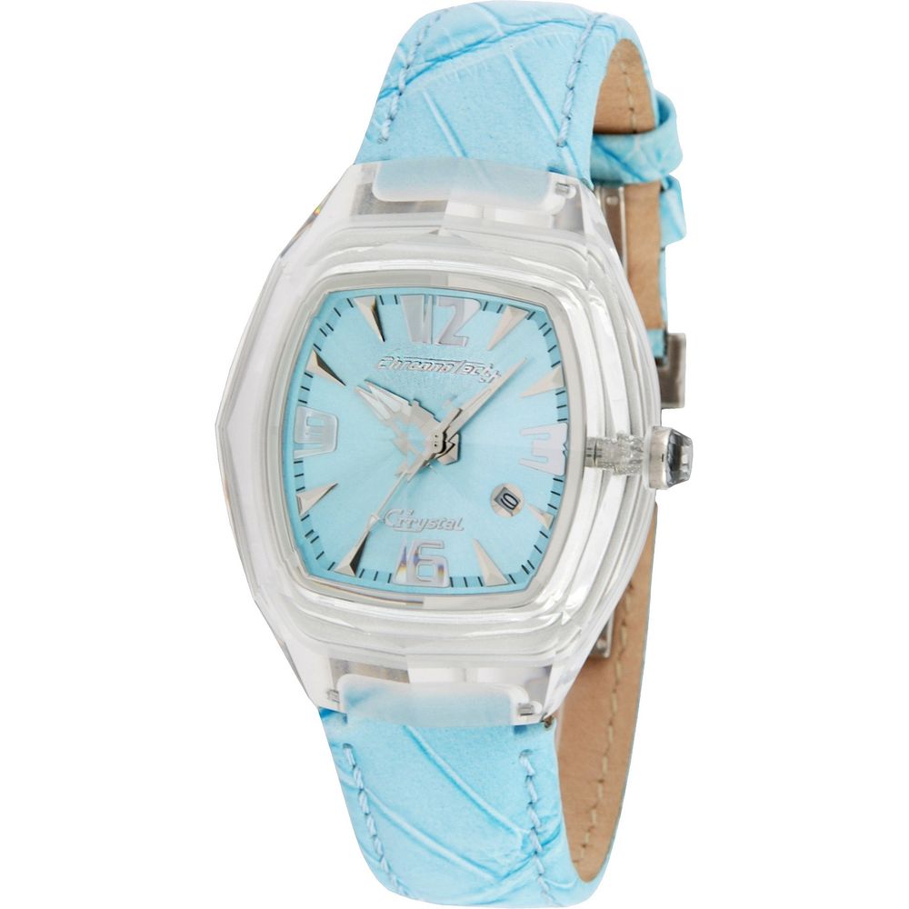 Μπλε δερμάτινο ρολόι Chronotech