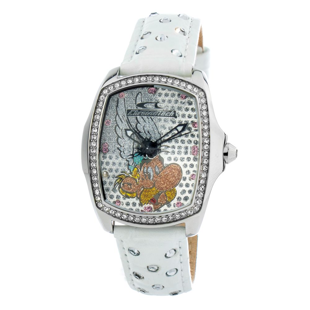 Λευκό δερμάτινο ρολόι Chronotech
