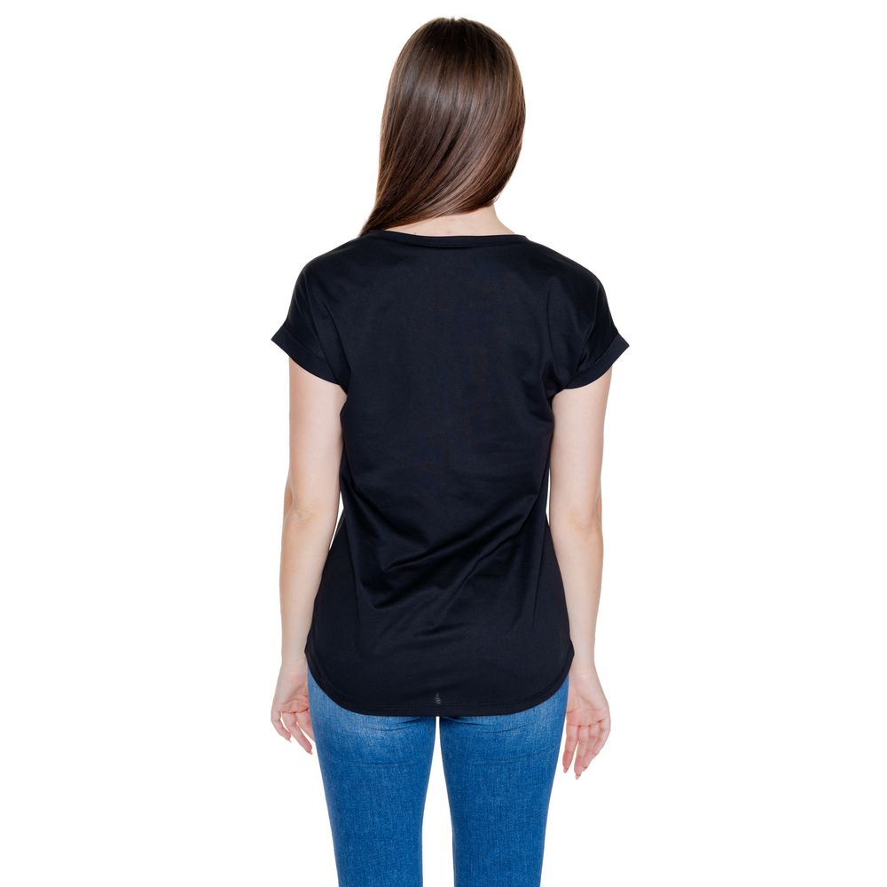 Vila Clothes Μαύρα βαμβακερά μπλουζάκια και μπλουζάκια