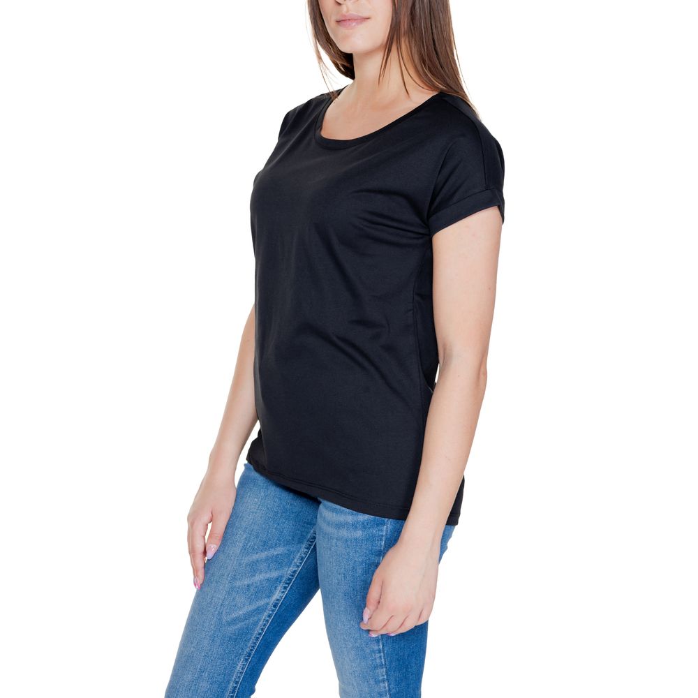 Vila Clothes Μαύρα βαμβακερά μπλουζάκια και μπλουζάκια
