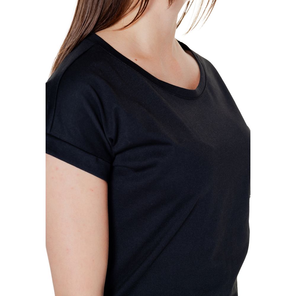 Vila Clothes Μαύρα βαμβακερά μπλουζάκια και μπλουζάκια