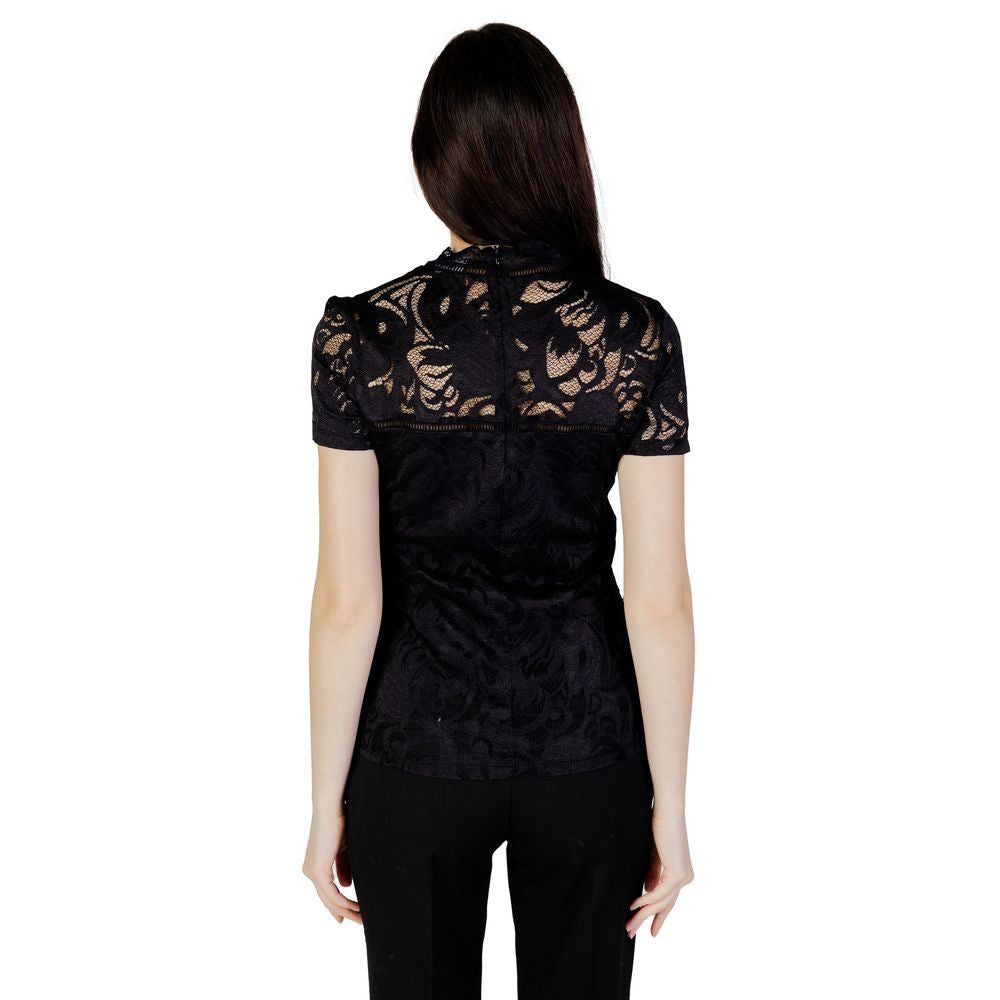 Vila Clothes Μαύρα μπλουζάκια και μπλουζάκια από πολυαμίδιο