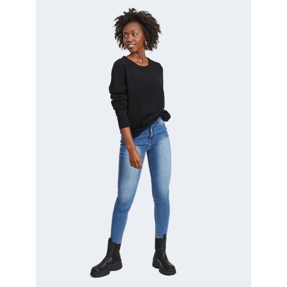 Vila Clothes Μαύρο πουλόβερ βισκόζης