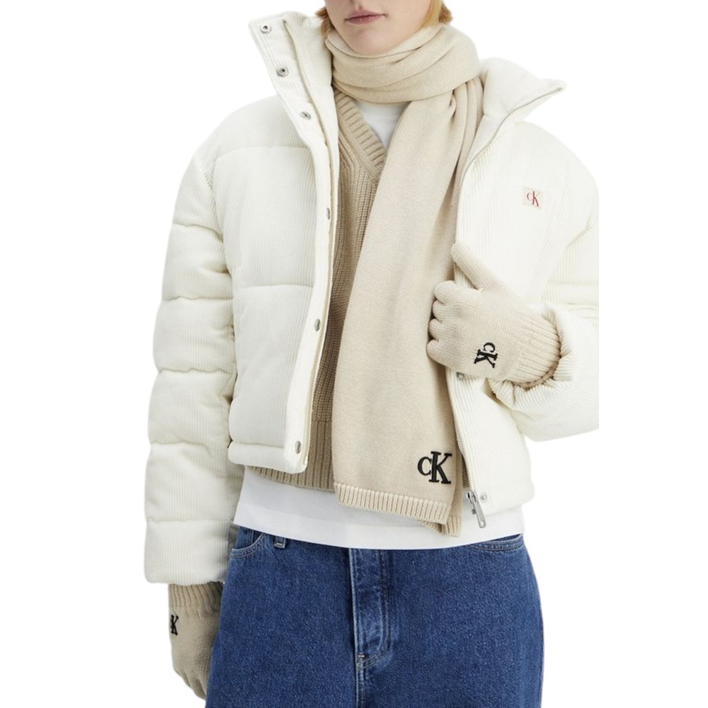 Μπεζ βαμβακερό κασκόλ Calvin Klein
