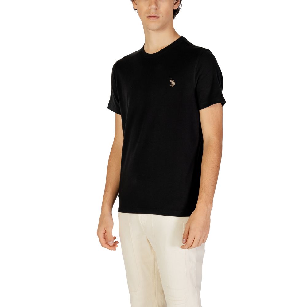 US POLO ASSN. Μαύρο βαμβακερό μπλουζάκι