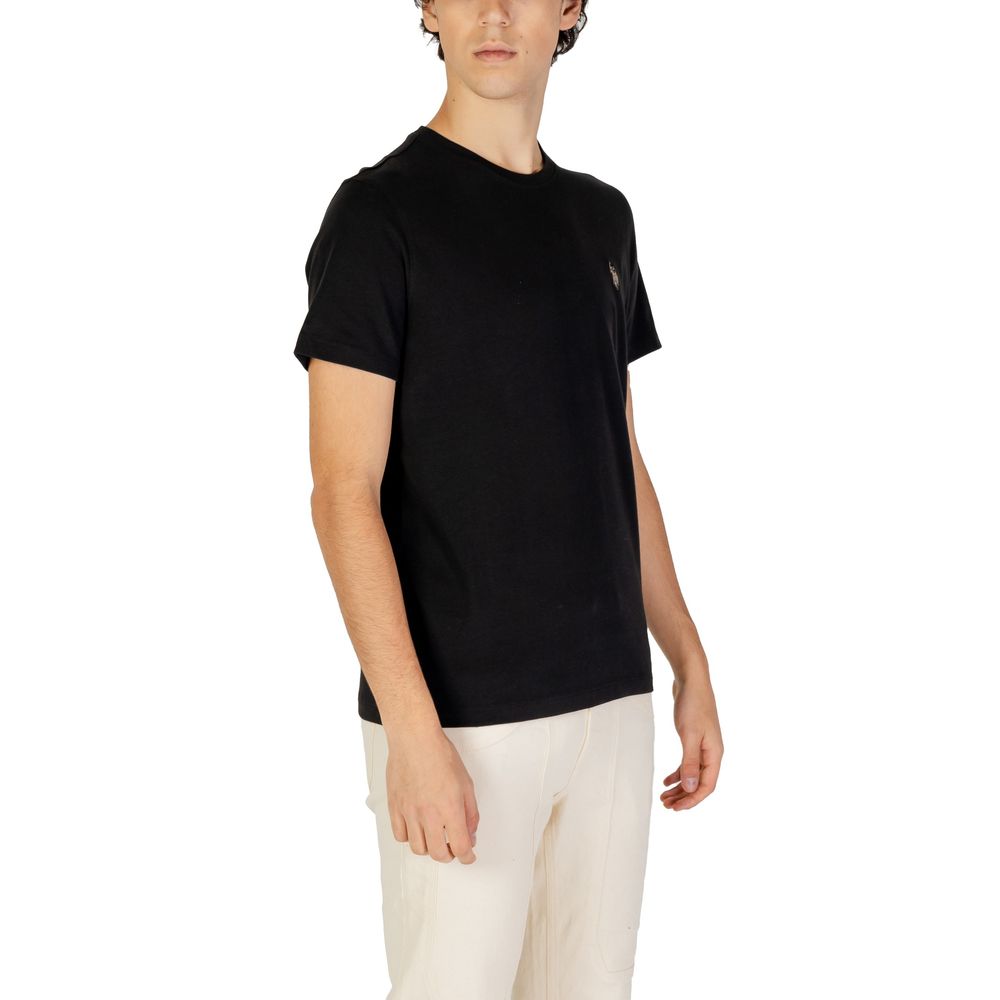 US POLO ASSN. Μαύρο βαμβακερό μπλουζάκι