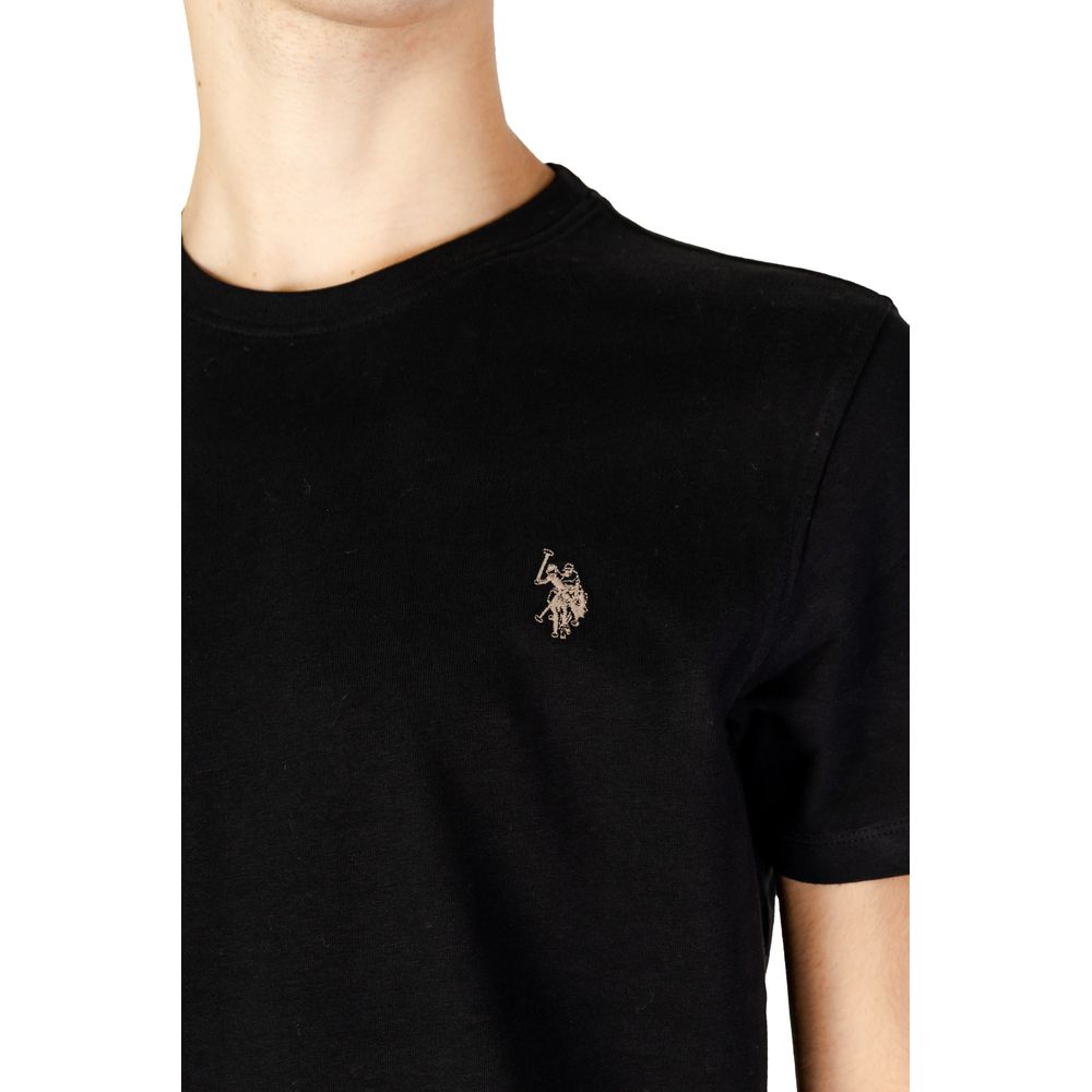 US POLO ASSN. Μαύρο βαμβακερό μπλουζάκι