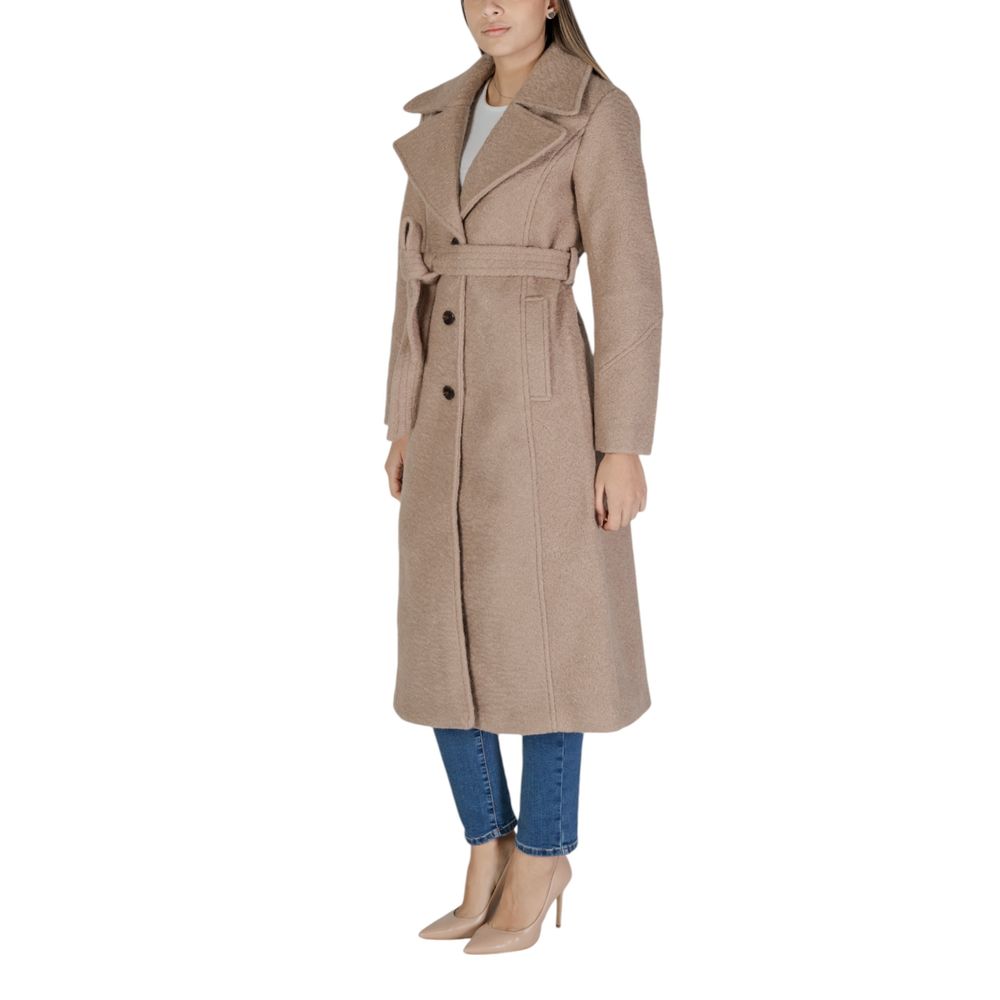 Vila Clothes Μπεζ Μπουφάν & Παλτό από Πολυεστέρα