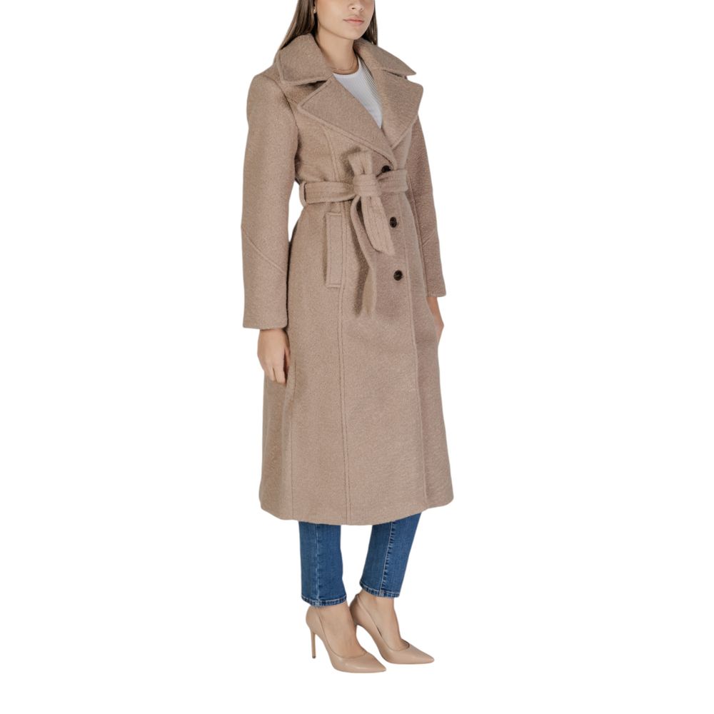 Vila Clothes Μπεζ Μπουφάν & Παλτό από Πολυεστέρα