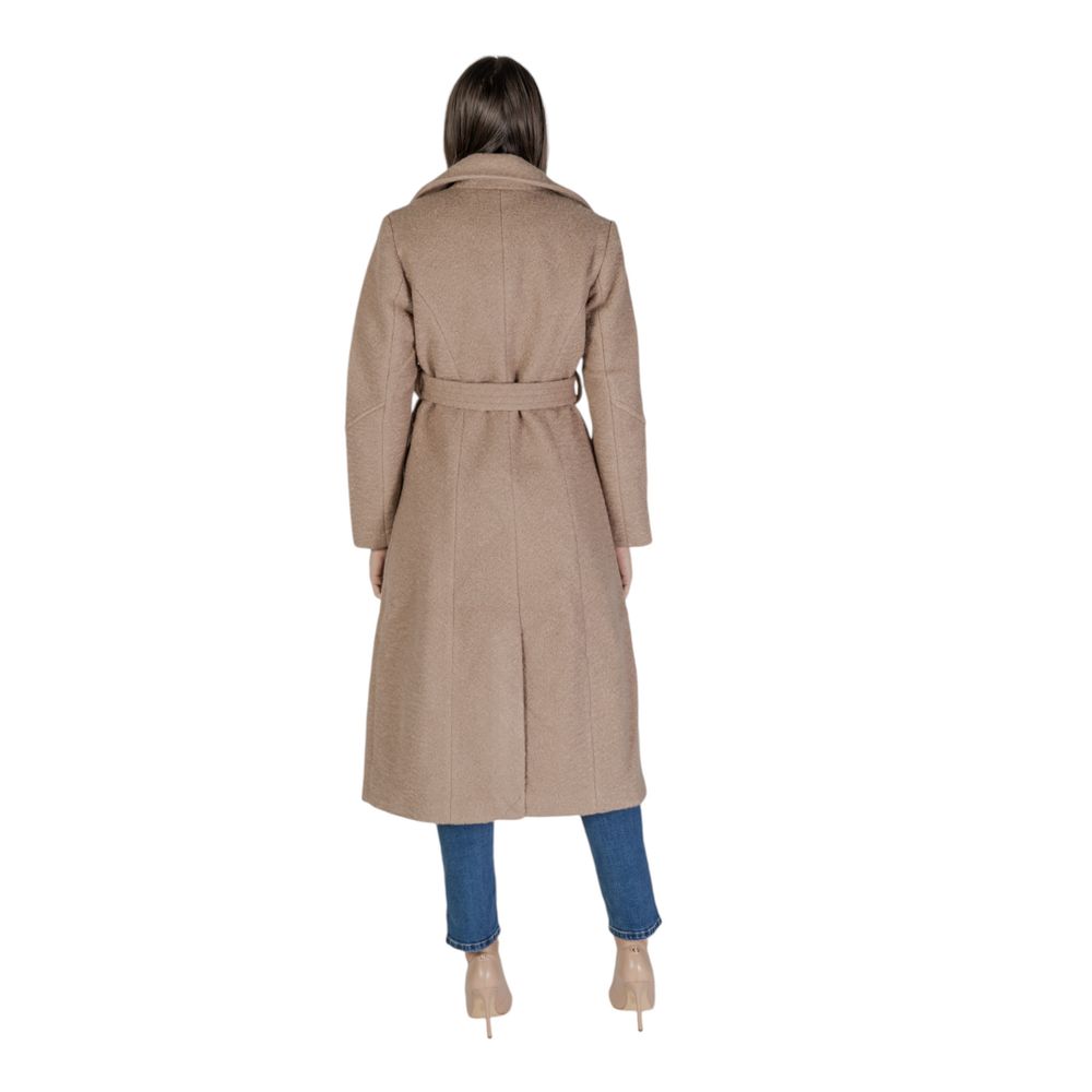 Vila Clothes Μπεζ Μπουφάν & Παλτό από Πολυεστέρα