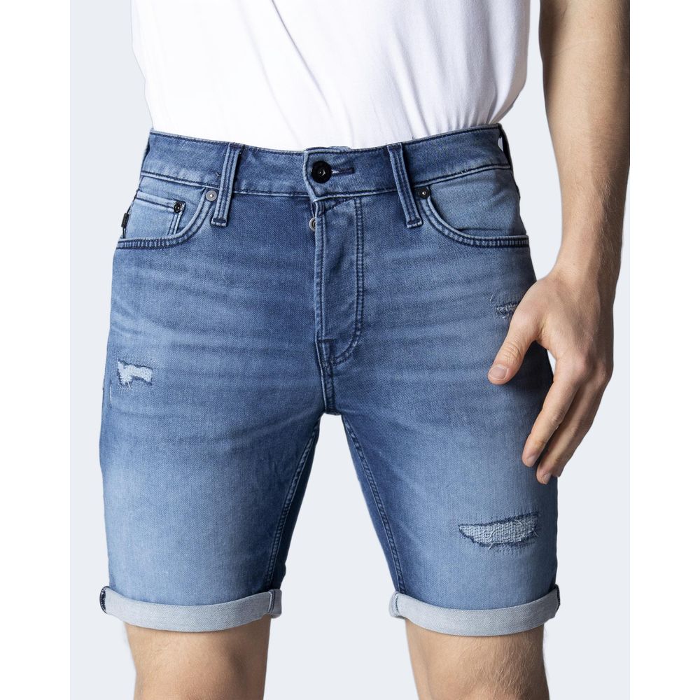 Μπλε βαμβακερό σορτς Jack Jones