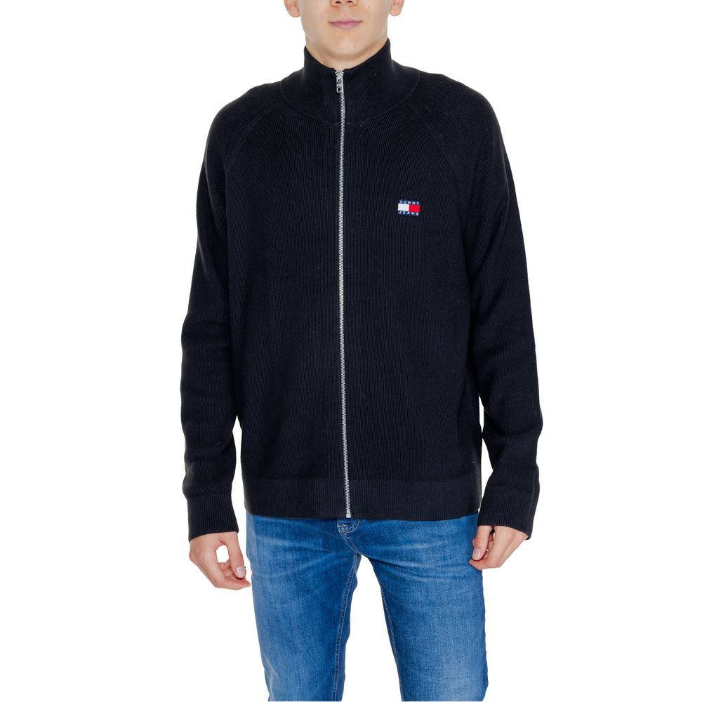 Ζακέτα Tommy Hilfiger Jeans Μαύρη βαμβακερή ζακέτα