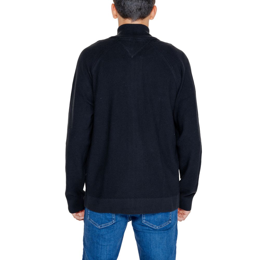 Ζακέτα Tommy Hilfiger Jeans Μαύρη βαμβακερή ζακέτα
