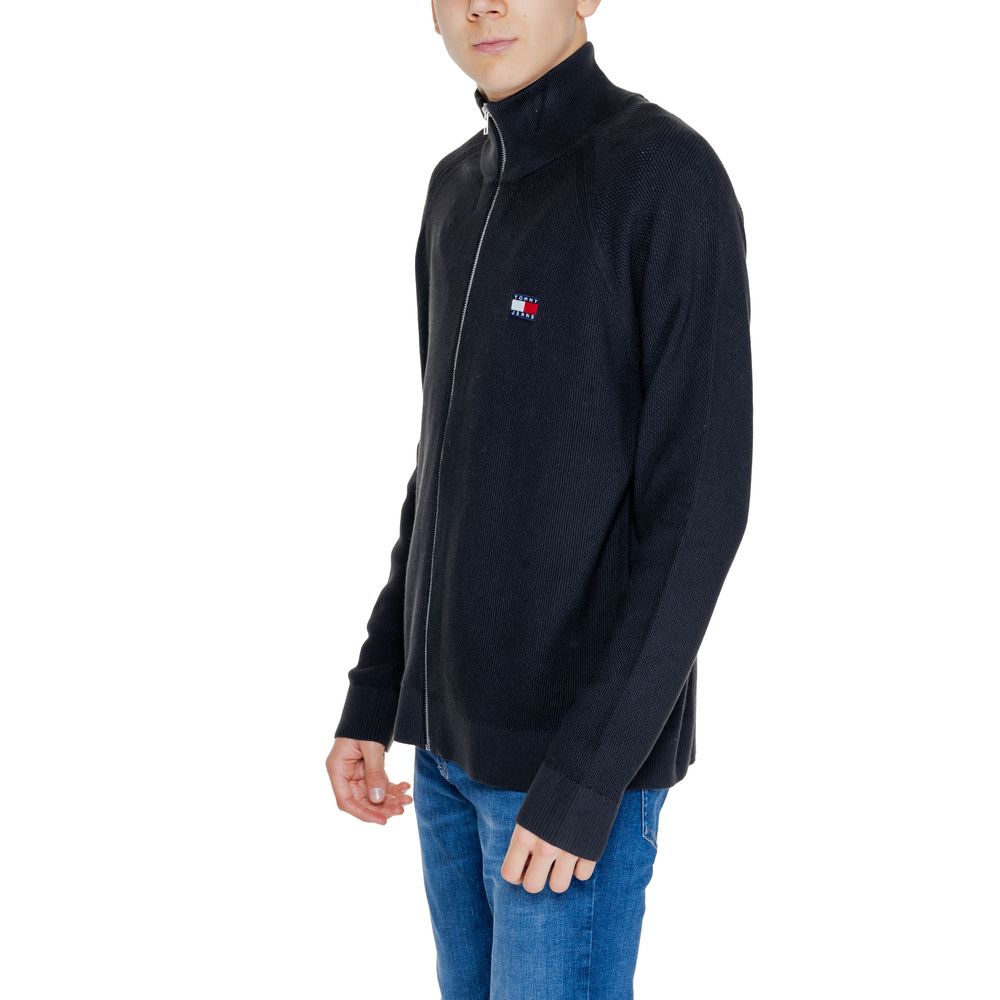 Ζακέτα Tommy Hilfiger Jeans Μαύρη βαμβακερή ζακέτα
