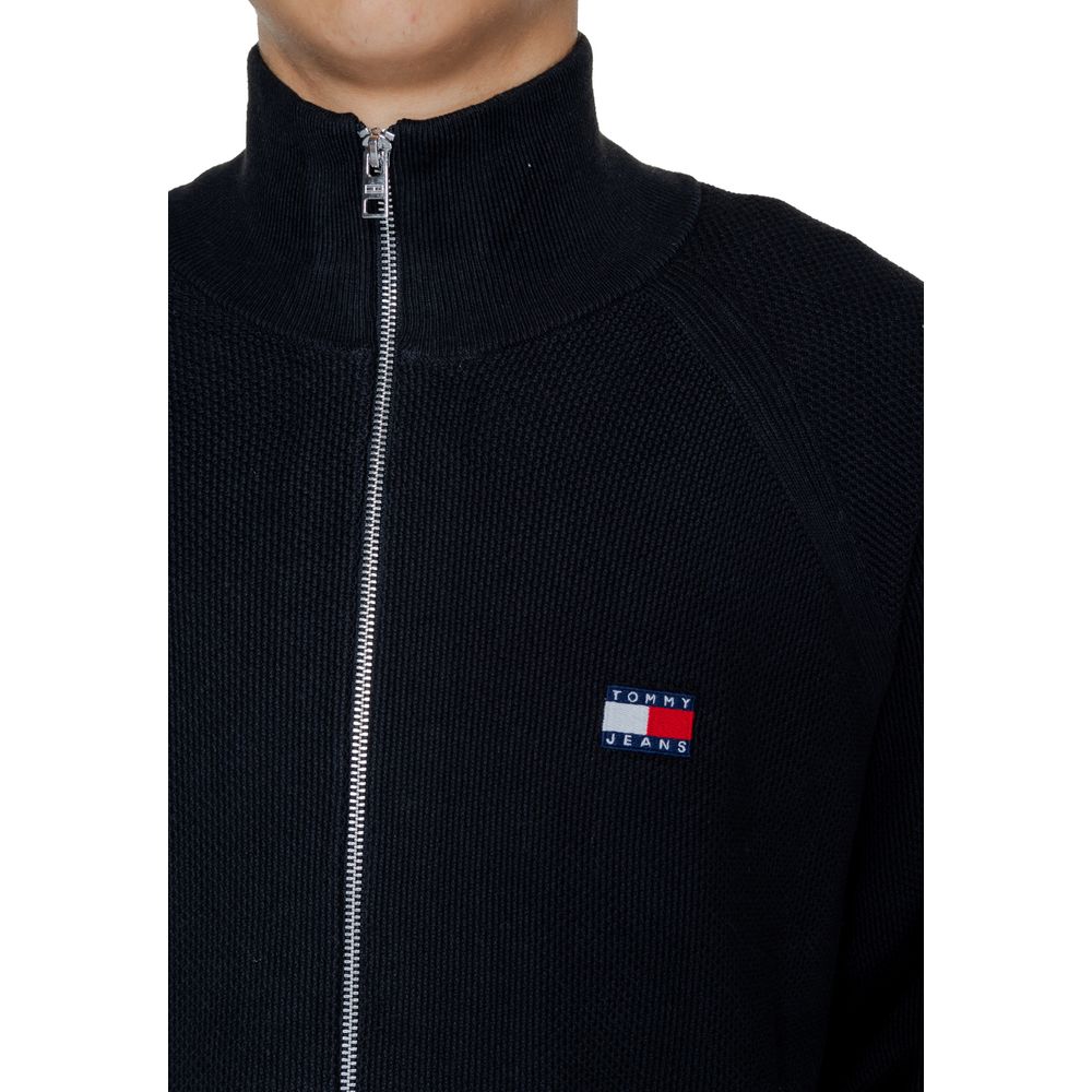 Ζακέτα Tommy Hilfiger Jeans Μαύρη βαμβακερή ζακέτα