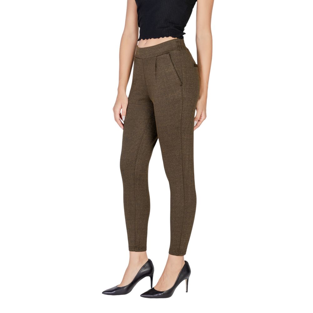 ICHI Green Polyester Skinny Pant