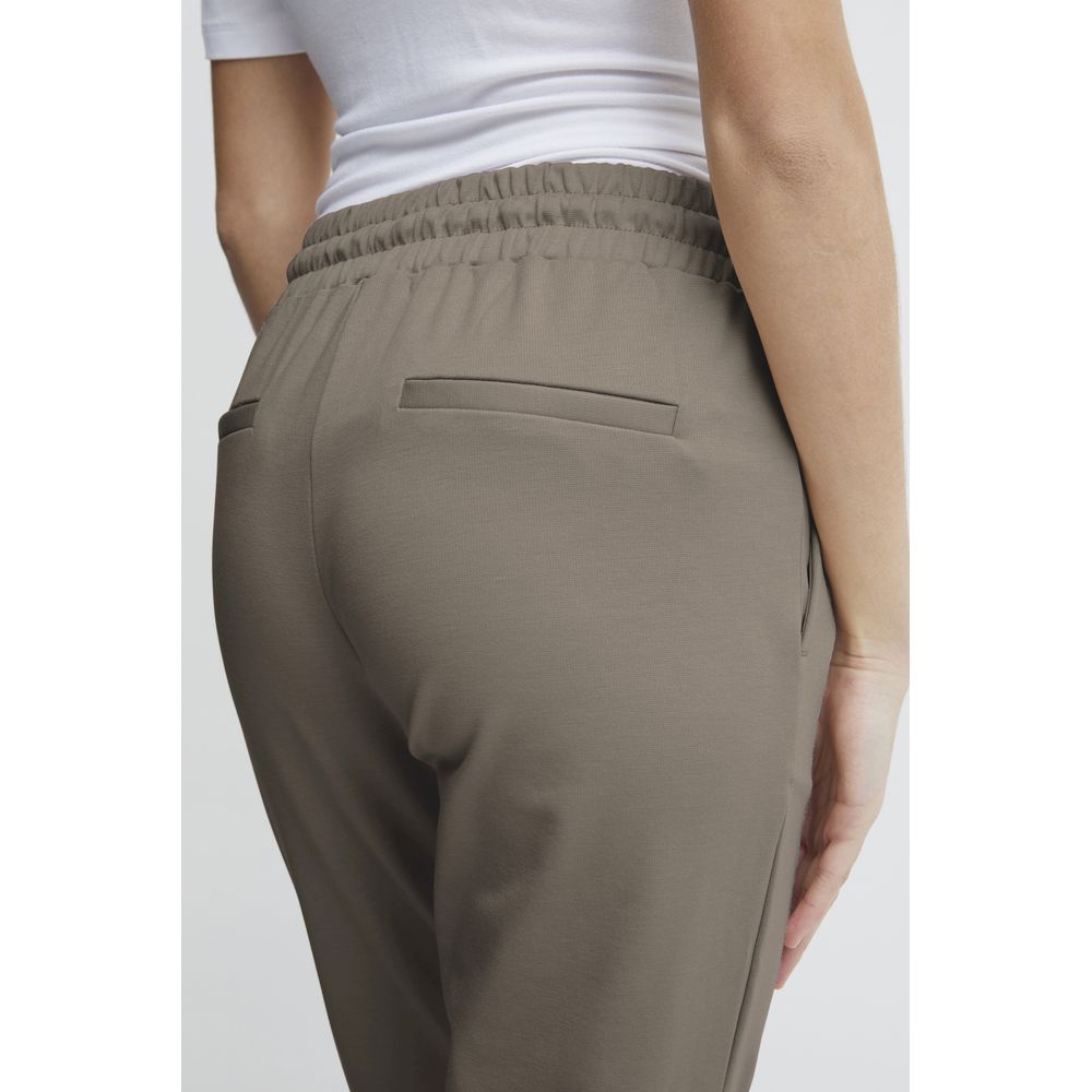 ICHI Gray Polyester Pant