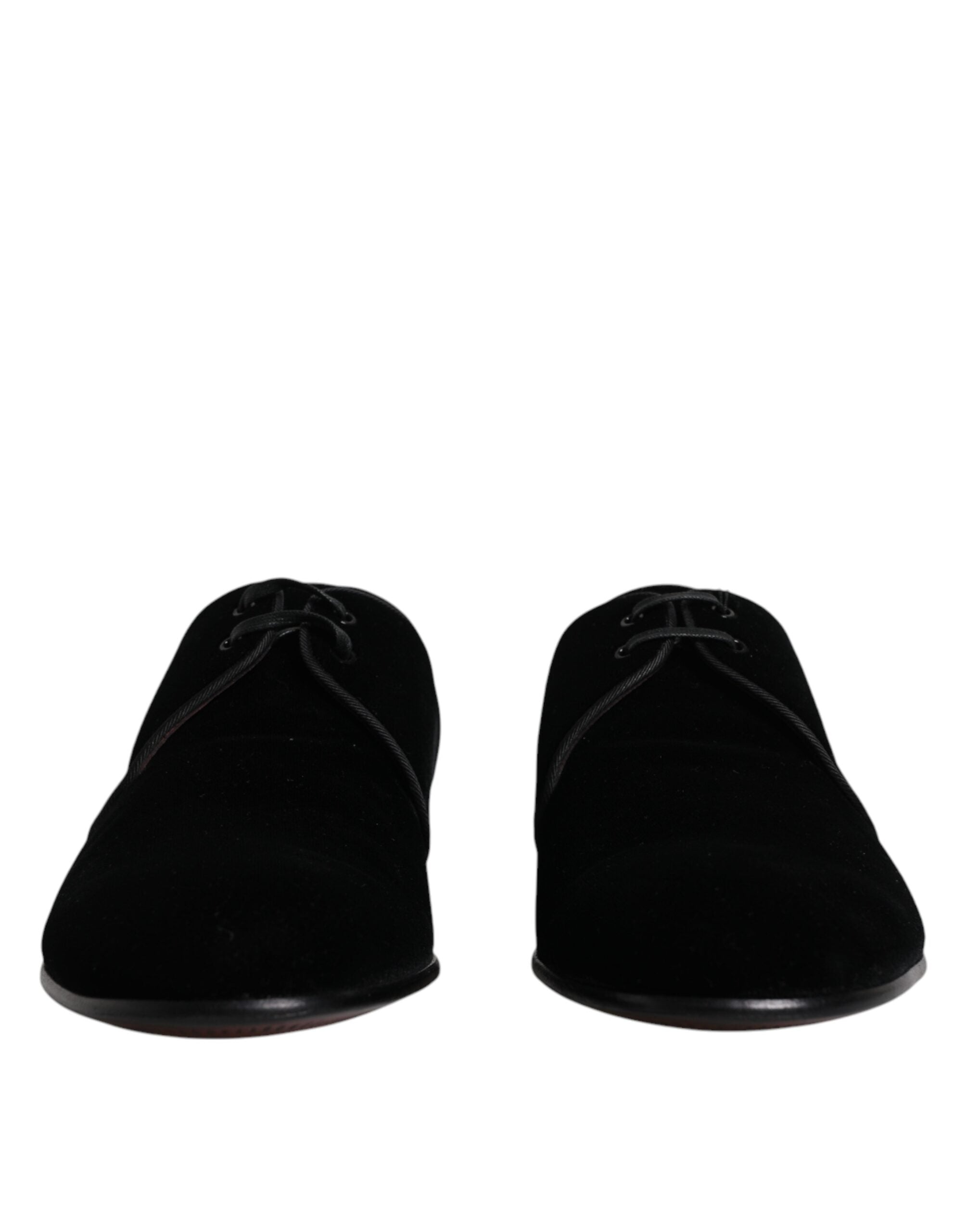 Ανδρικά παπούτσια Derby Dolce & Gabbana Black Velvet Leather Up