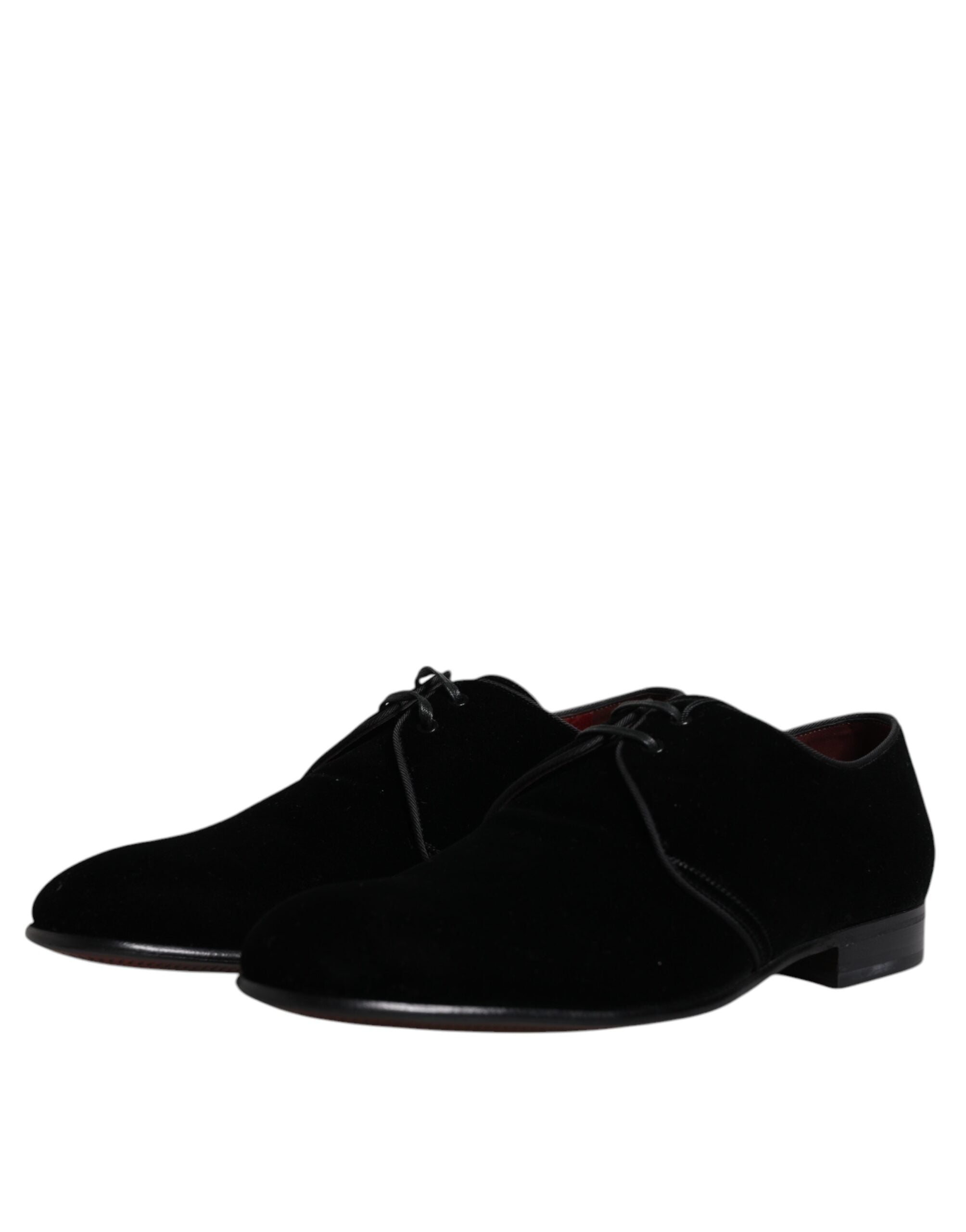 Ανδρικά παπούτσια Derby Dolce & Gabbana Black Velvet Leather Up
