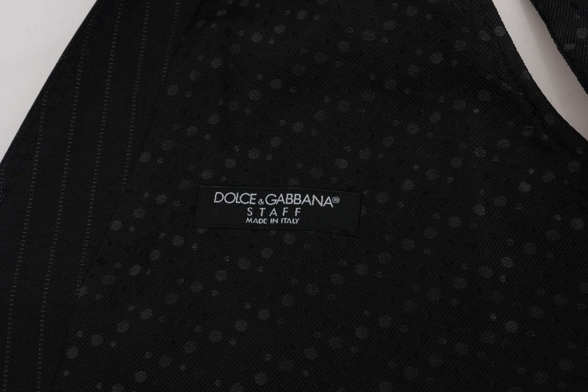Κομψό ανδρικό γιλέκο με γκρι ριγέ Dolce & Gabbana