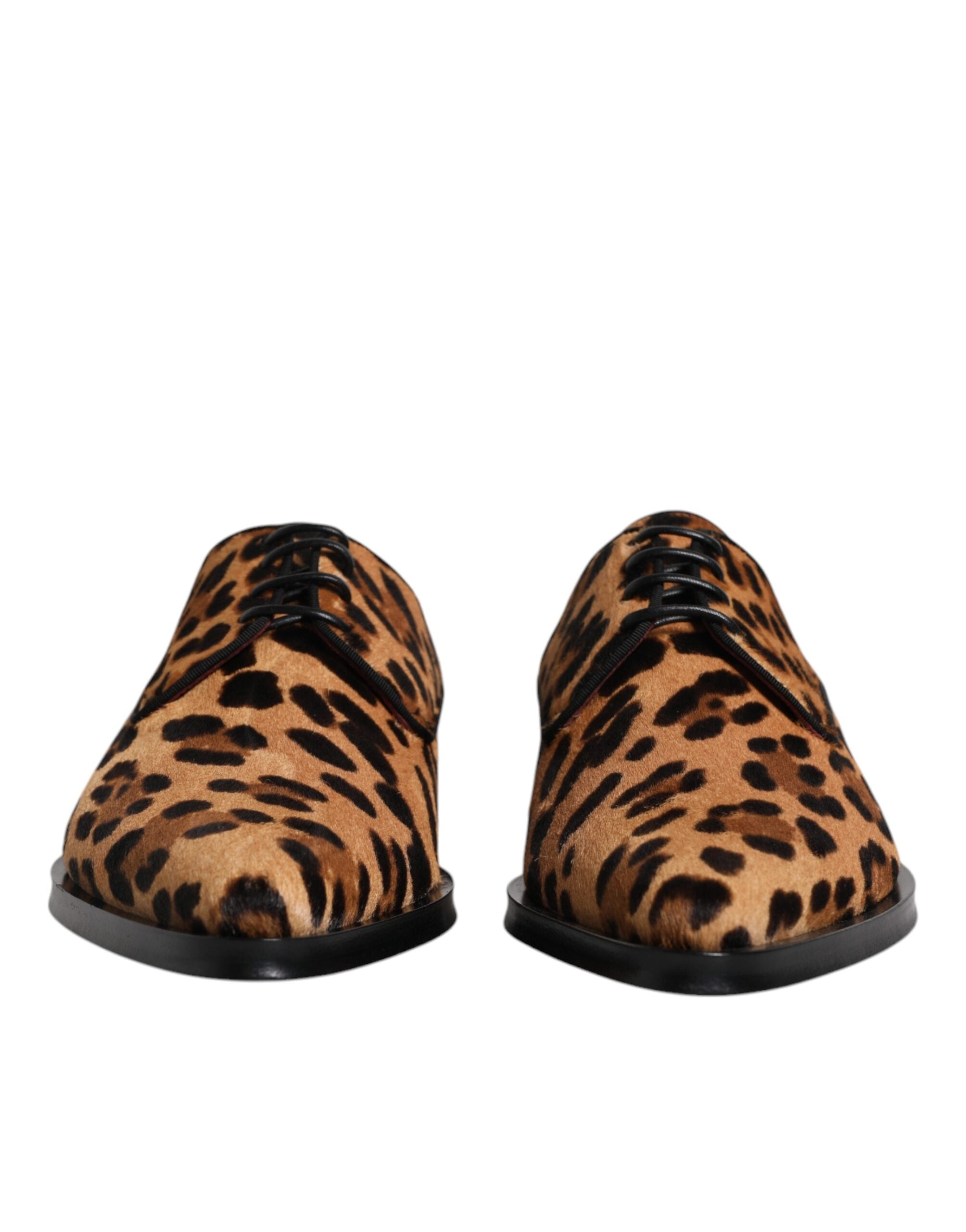 Dolce & Gabbana Brown Leopard Derby Formal ανδρικά παπούτσια