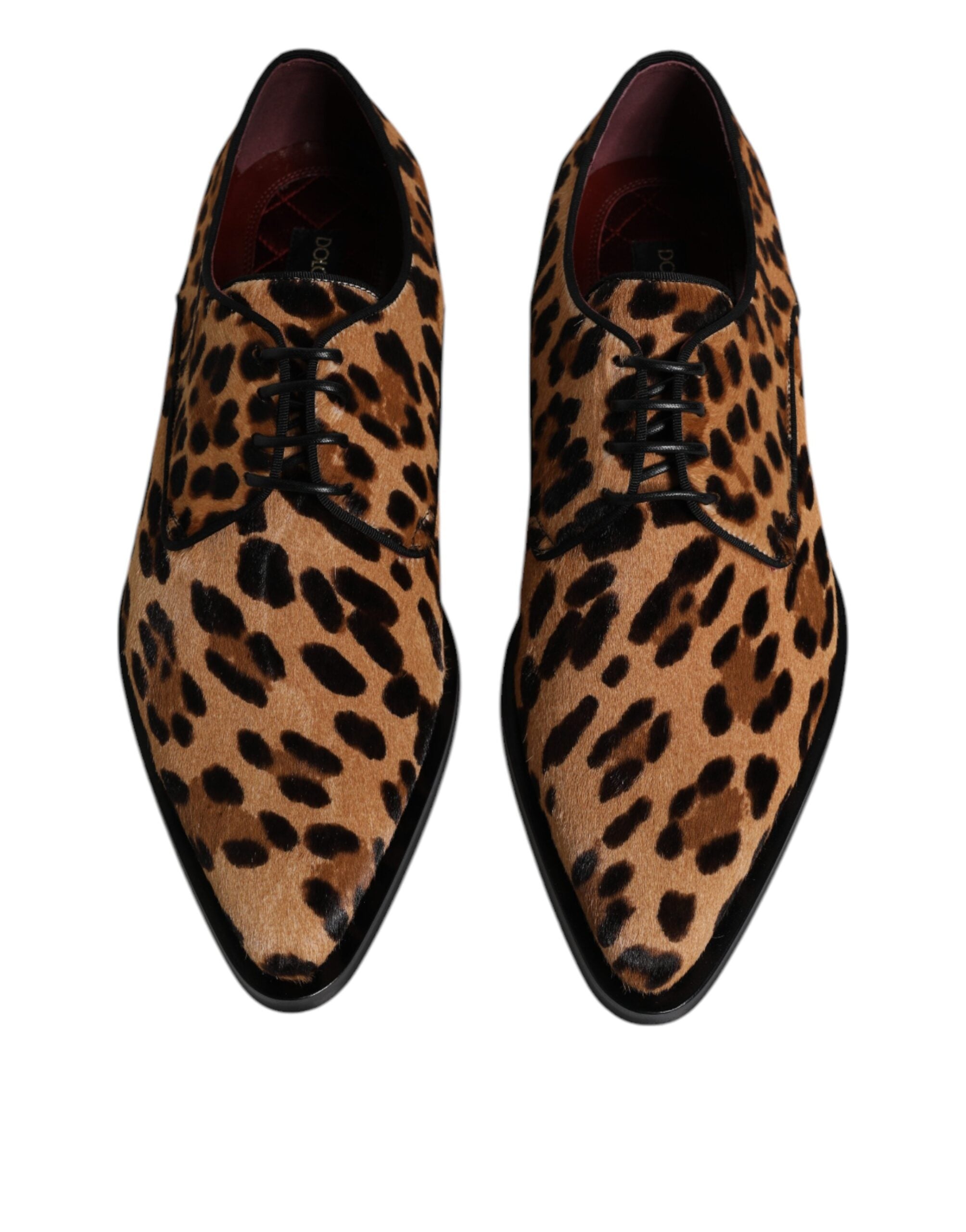 Dolce & Gabbana Brown Leopard Derby Formal ανδρικά παπούτσια
