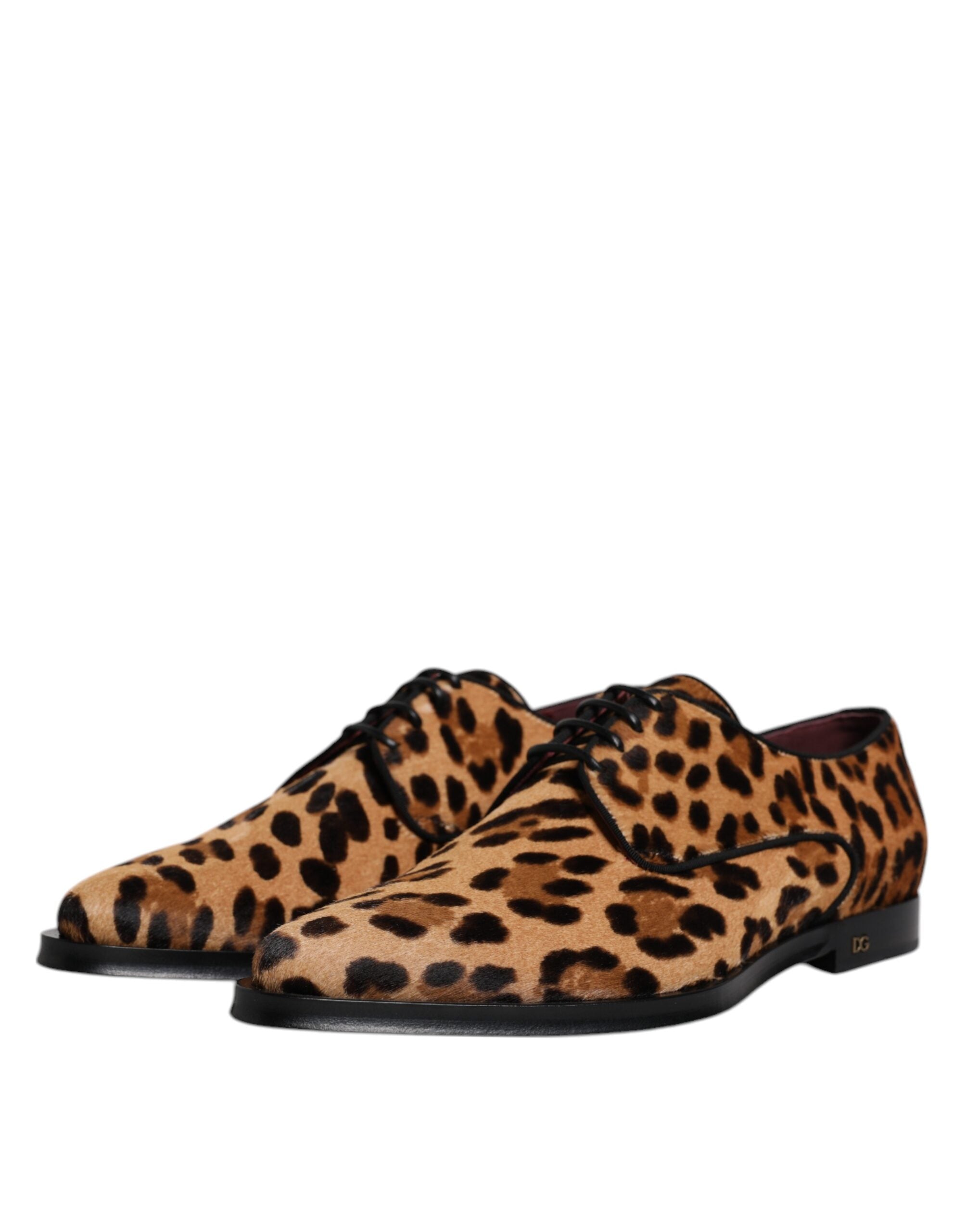 Dolce & Gabbana Brown Leopard Derby Formal ανδρικά παπούτσια