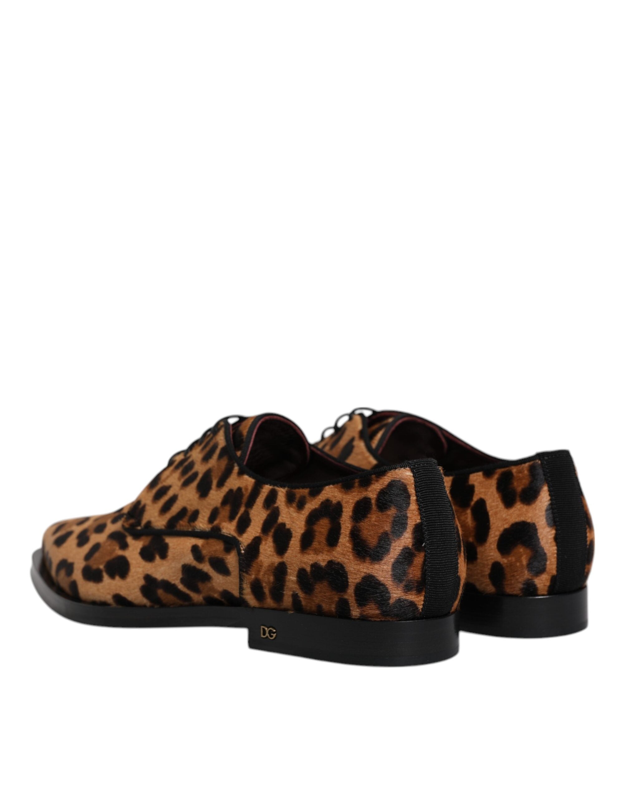Dolce & Gabbana Brown Leopard Derby Formal ανδρικά παπούτσια