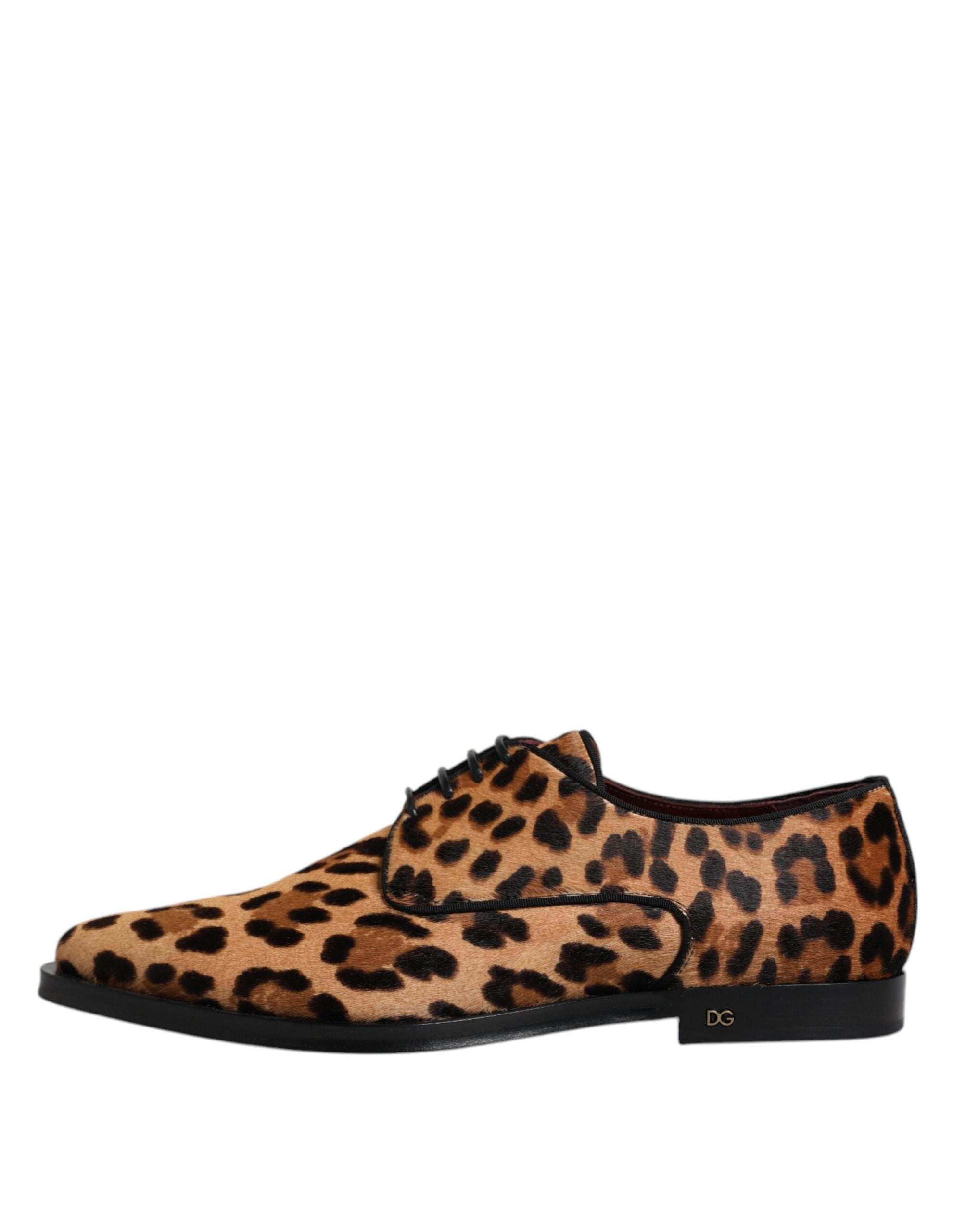 Dolce & Gabbana Brown Leopard Derby Formal ανδρικά παπούτσια