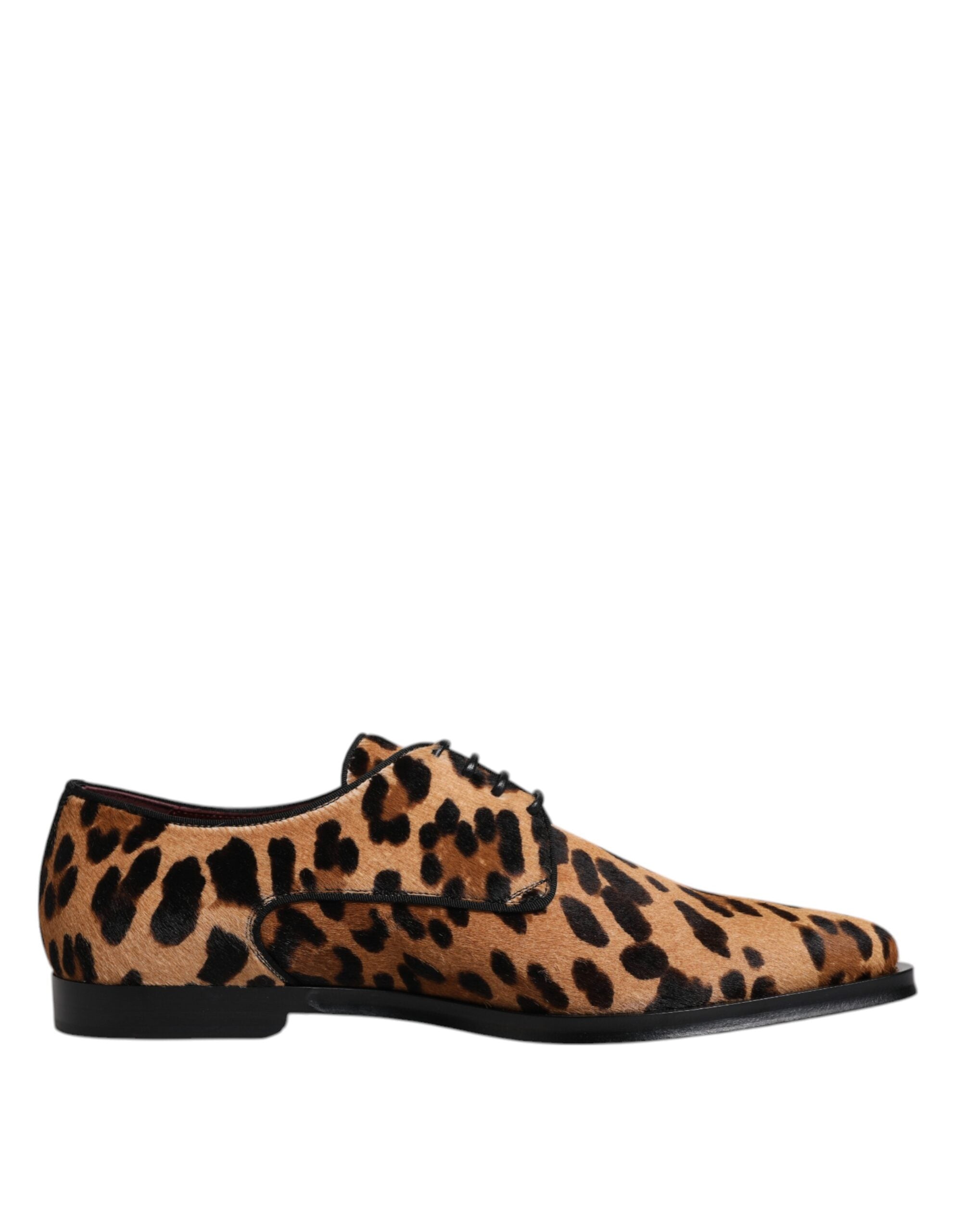 Dolce & Gabbana Brown Leopard Derby Formal ανδρικά παπούτσια