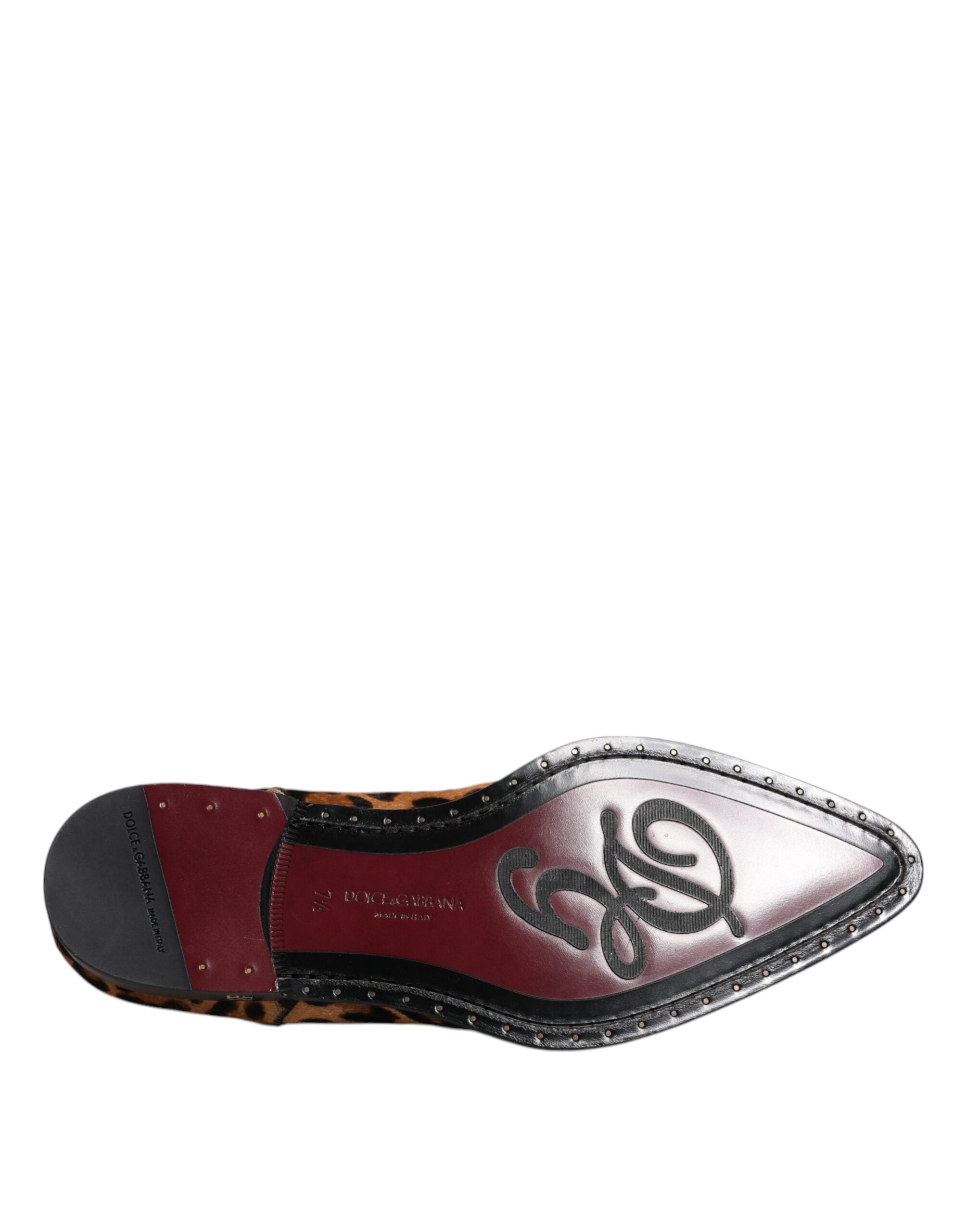 Dolce & Gabbana Brown Leopard Derby Formal ανδρικά παπούτσια