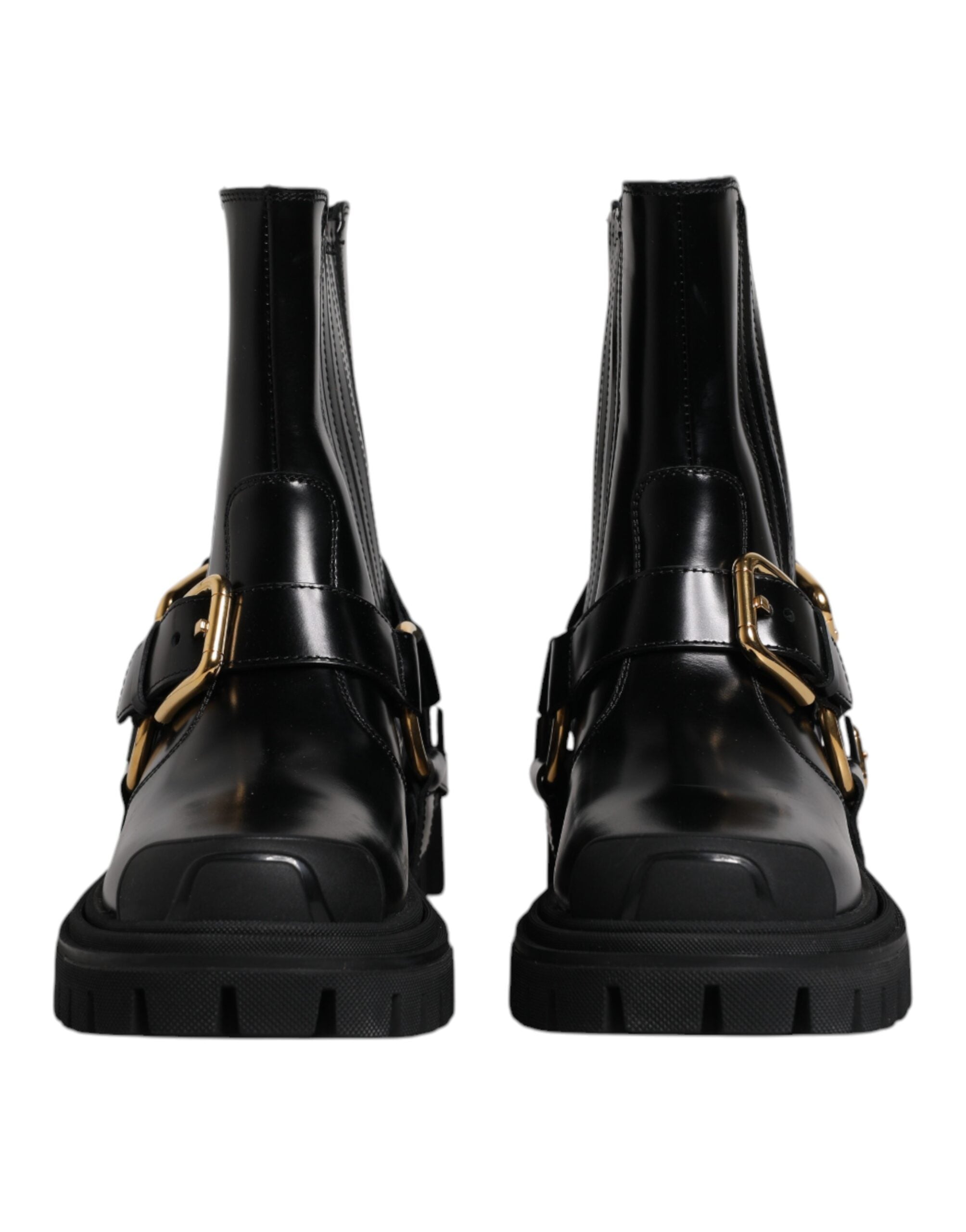 Παπούτσια Dolce & Gabbana Black Leather Slip On Stretch Trekking Boots