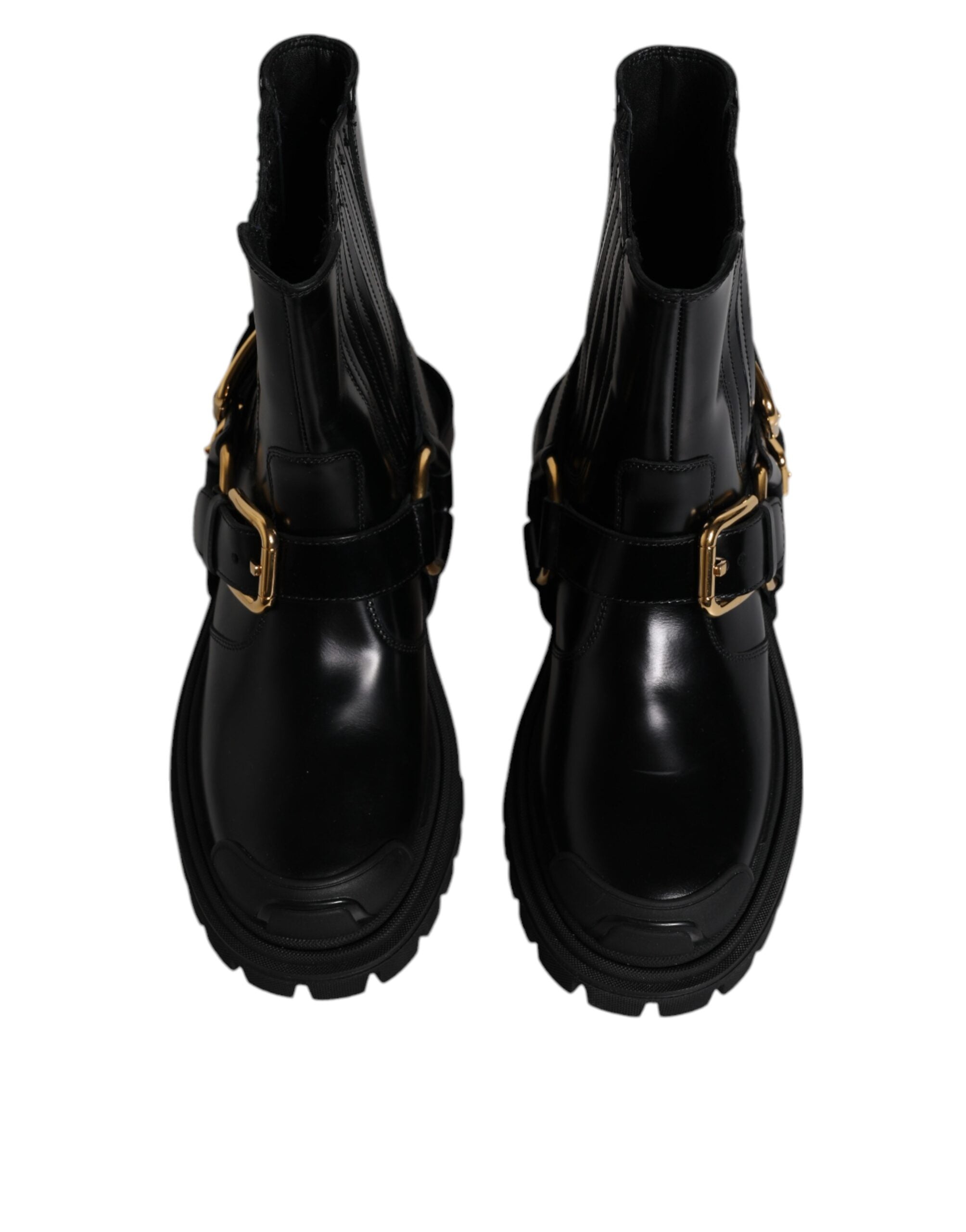 Παπούτσια Dolce & Gabbana Black Leather Slip On Stretch Trekking Boots
