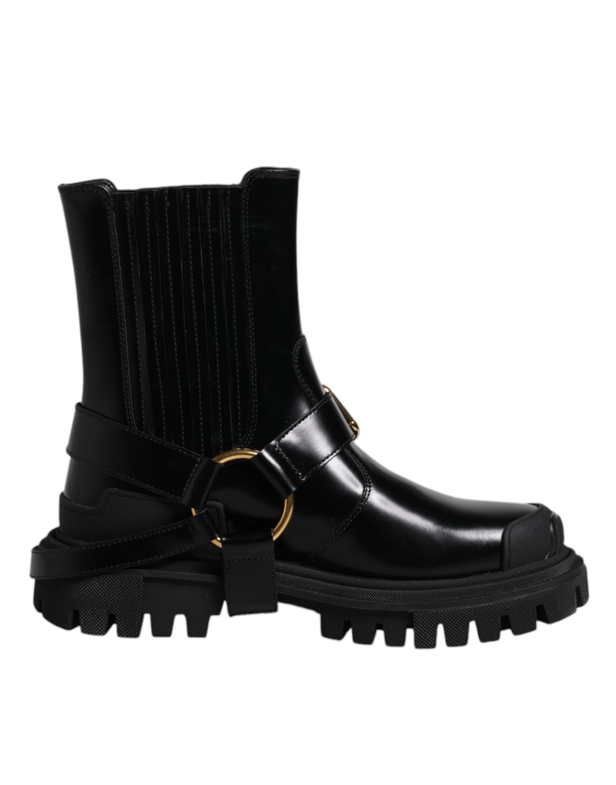Παπούτσια Dolce & Gabbana Black Leather Slip On Stretch Trekking Boots