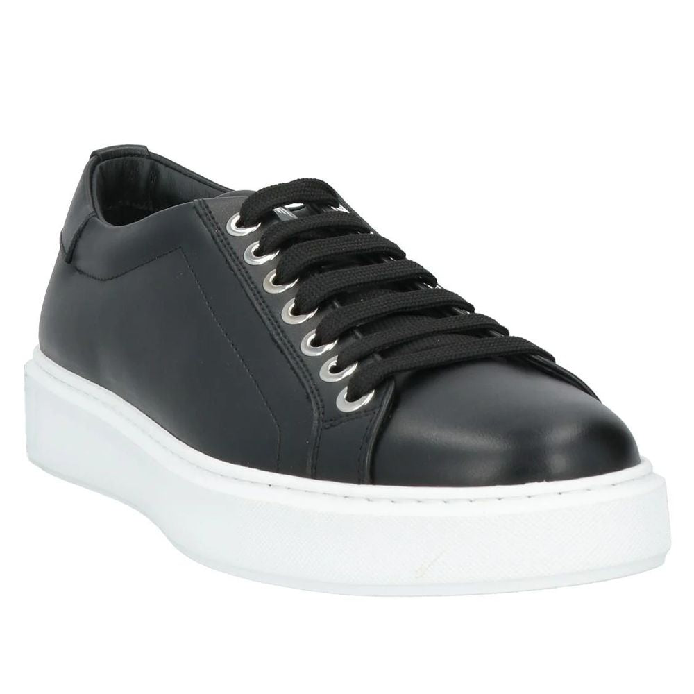 Les Hommes Μαύρο Δερμάτινο Di Calfskin Sneaker