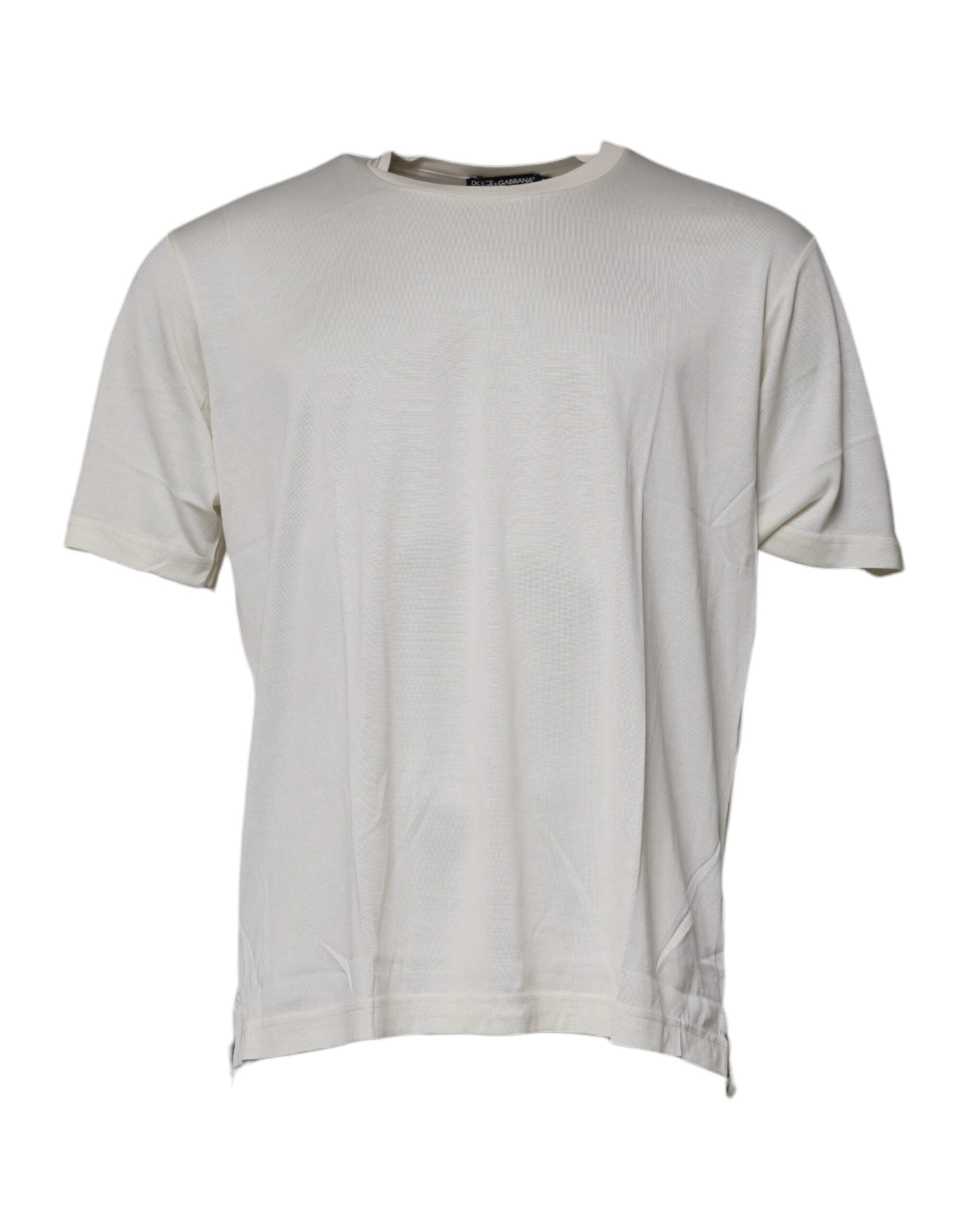 Μπλουζάκι Dolce & Gabbana Off White με λαιμόκοψη με κοντό μανίκι