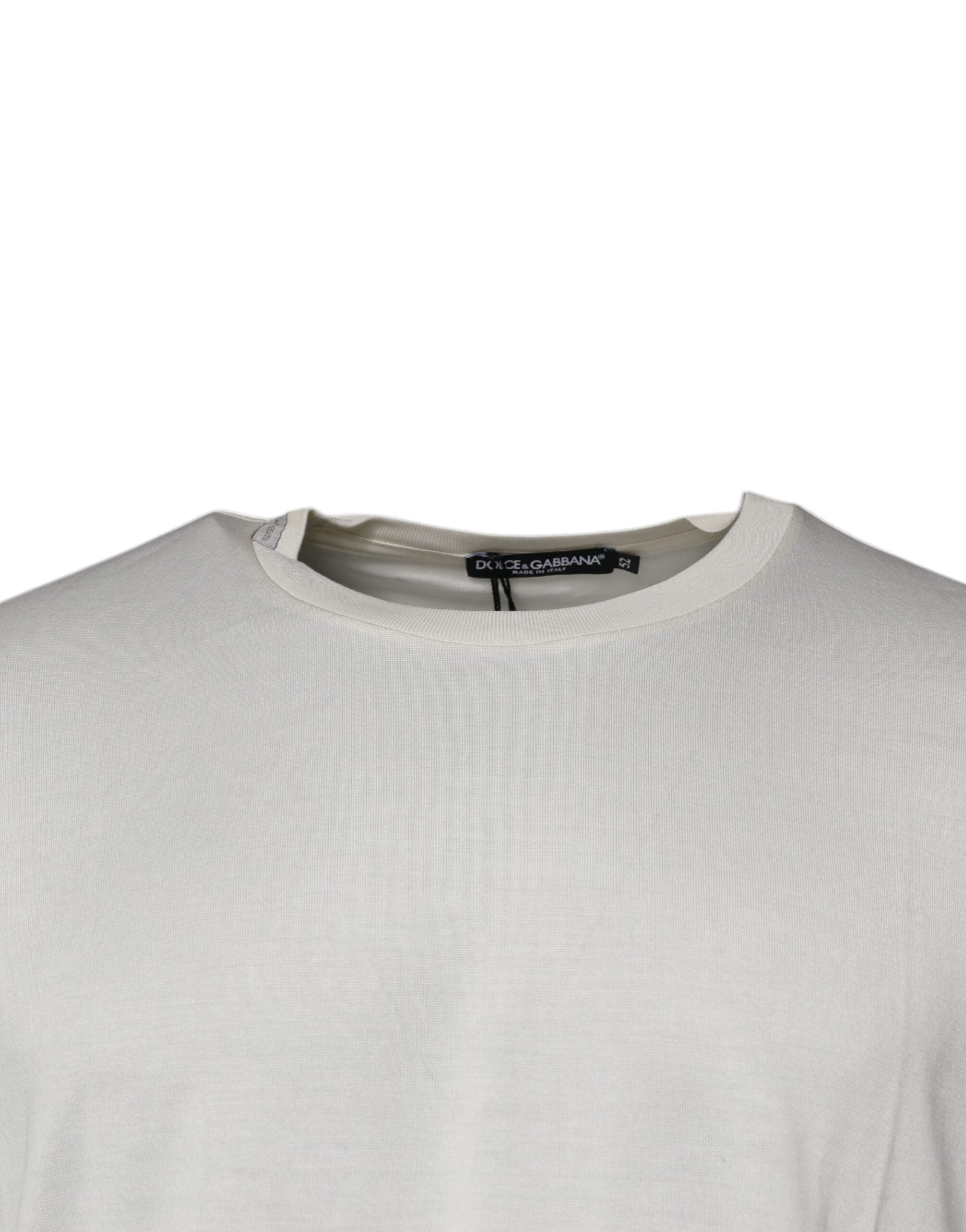 Μπλουζάκι Dolce & Gabbana Off White με λαιμόκοψη με κοντό μανίκι