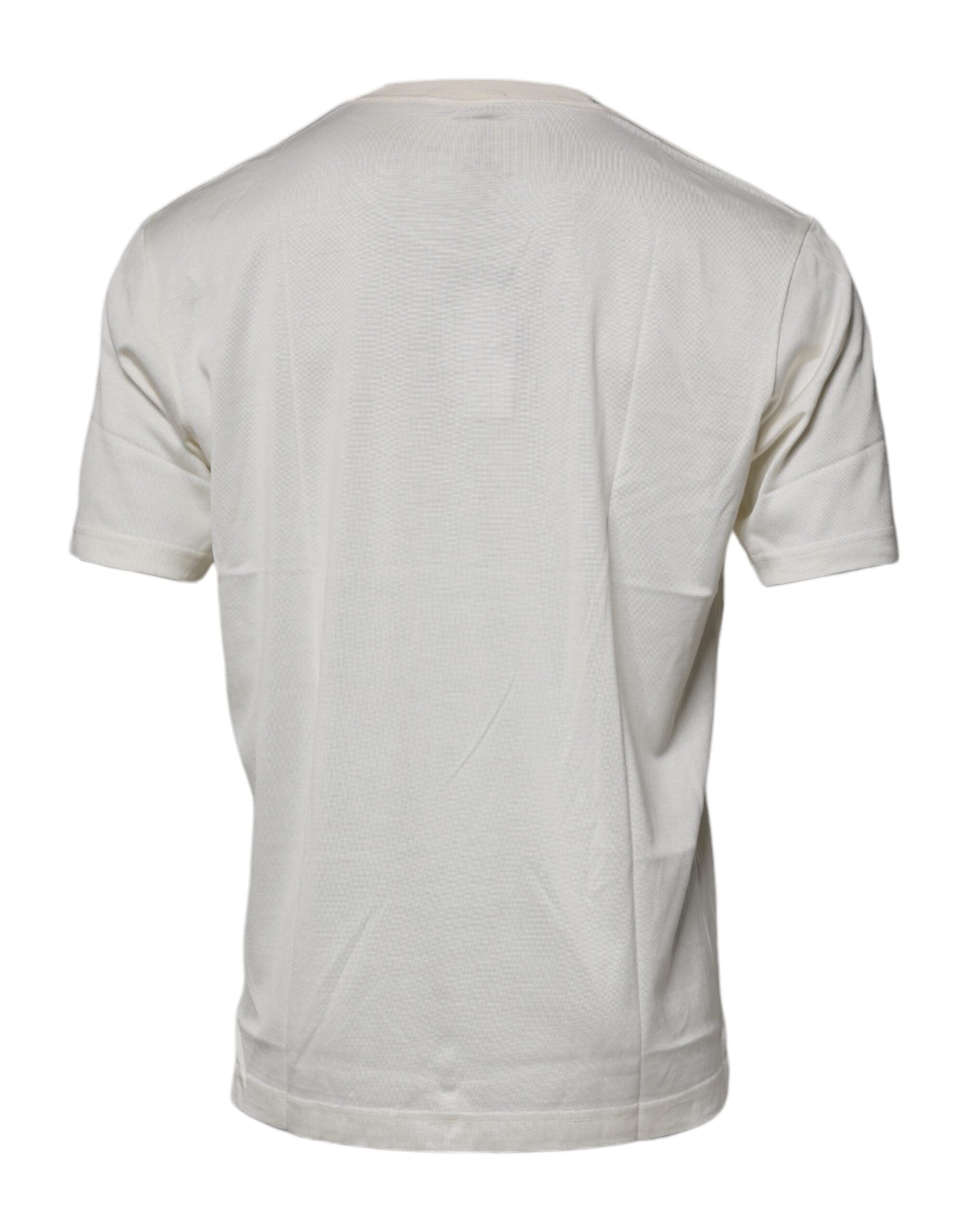 Μπλουζάκι Dolce & Gabbana Off White με λαιμόκοψη με κοντό μανίκι