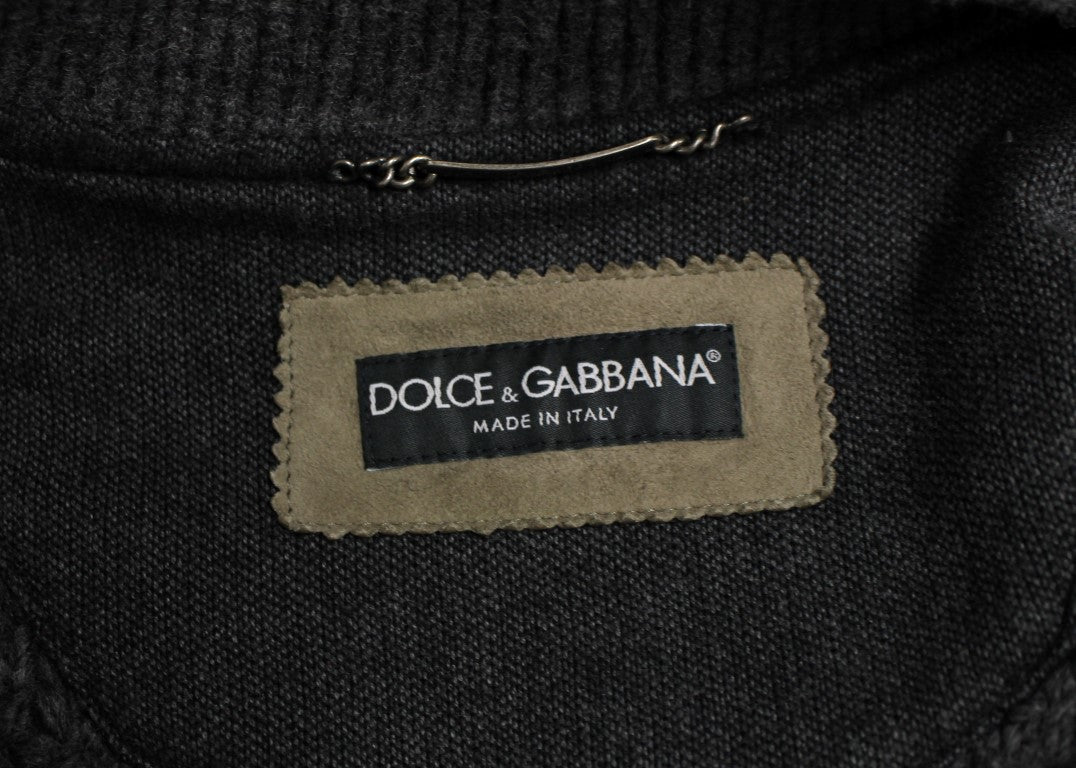 Κομψό μπουφάν Dolce & Gabbana από δέρμα και μαλλί