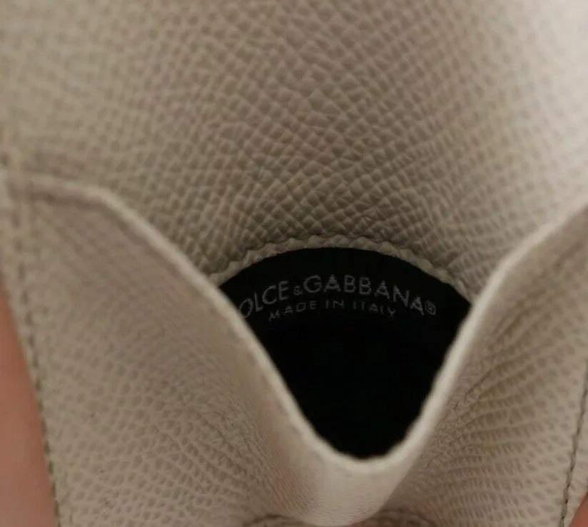 Dolce & Gabbana White Dauphine Δερμάτινη θήκη για προφυλακτικό Πορτοφόλι τσέπης