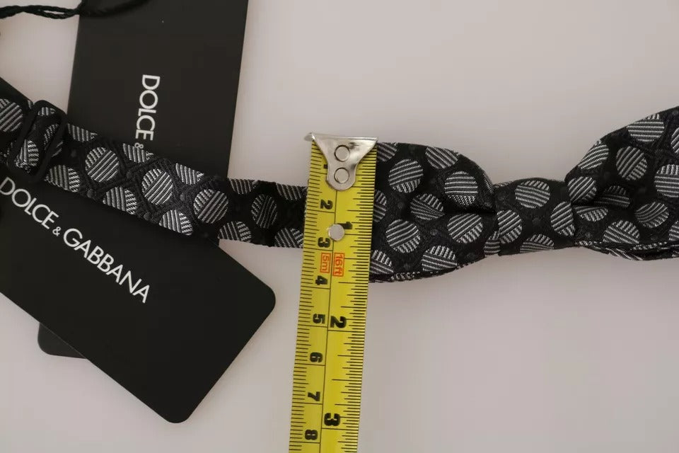 Ανδρικό παπιγιόν με γραβάτα Dolce & Gabbana Black Silk Circles