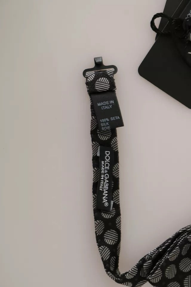 Ανδρικό παπιγιόν με γραβάτα Dolce & Gabbana Black Silk Circles