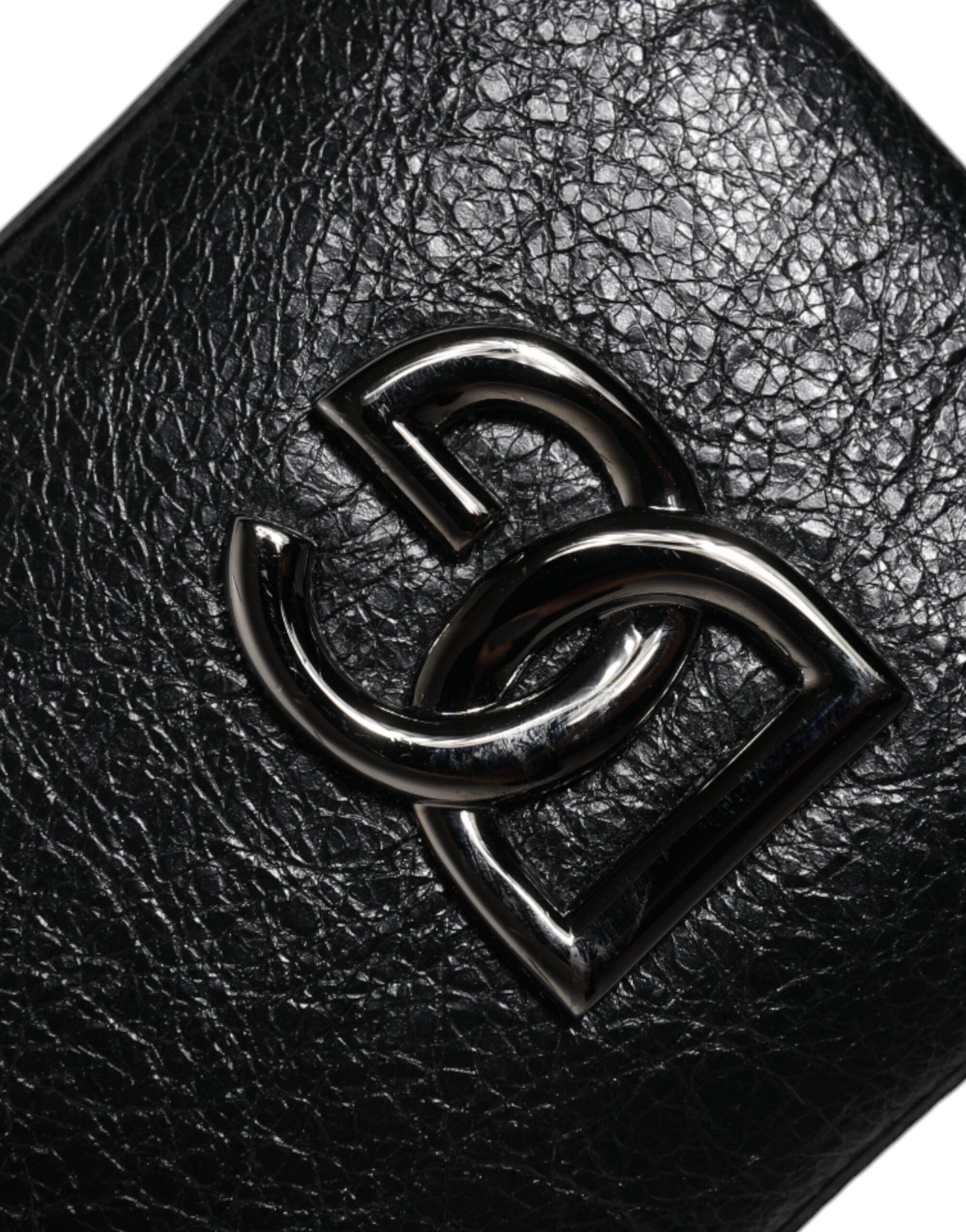 Dolce & Gabbana Μαύρο δερμάτινο πορτοφόλι χιαστί Chain Sling Phone Bag