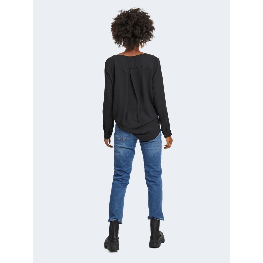 Μαύρο πουλόβερ από πολυεστέρα Vila Clothes