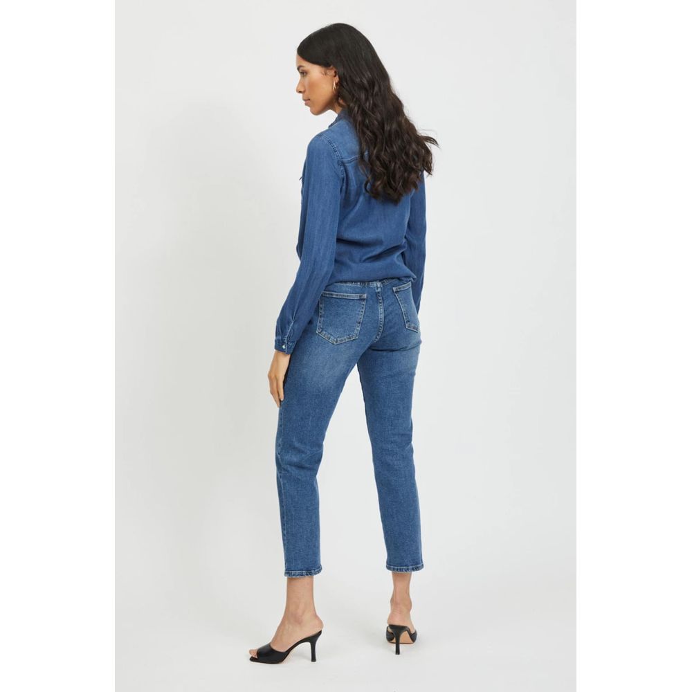 Vila Clothes Blue Cotton Shirt