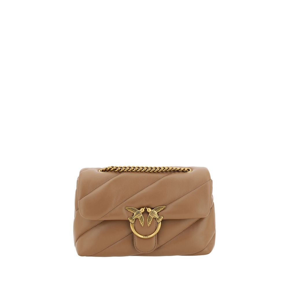 PINKO Brown Calf Leather Bos Taurus Shoulder Bag