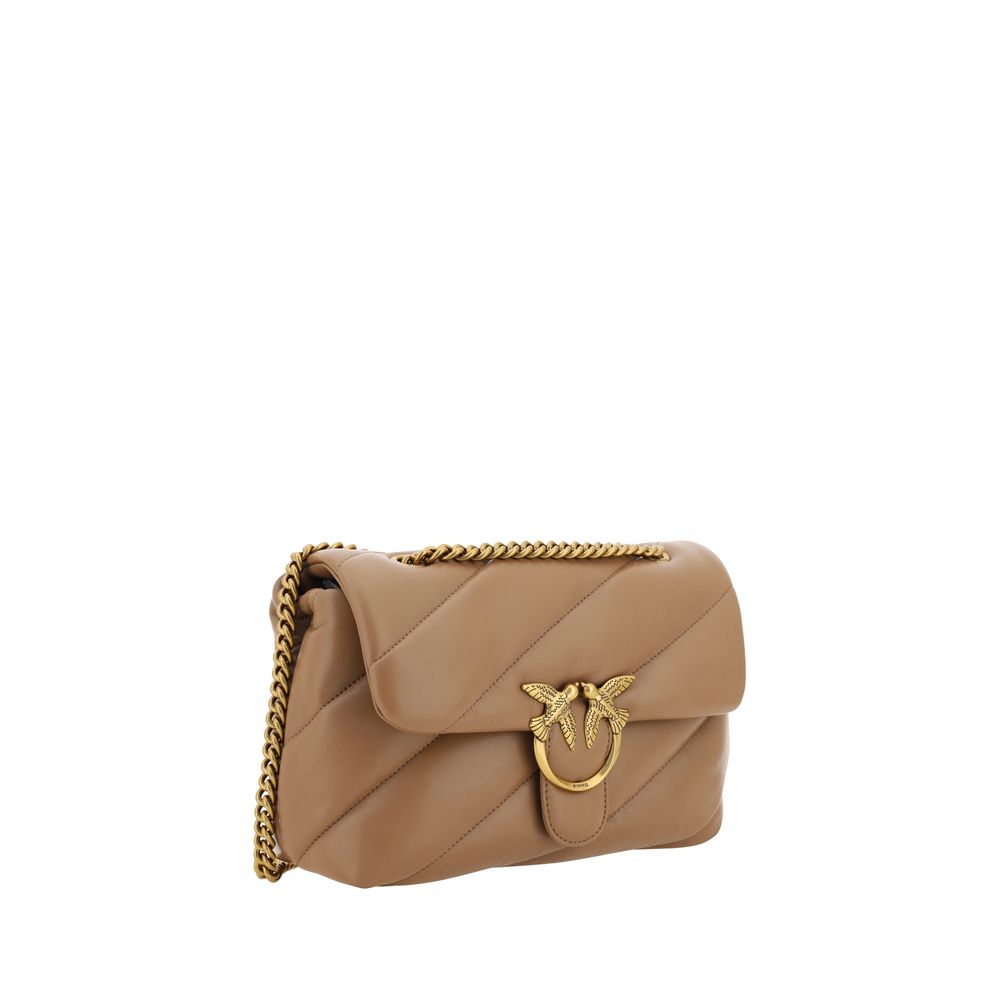 PINKO Brown Calf Leather Bos Taurus Shoulder Bag