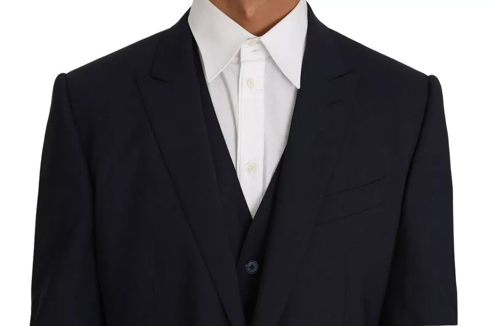 Dolce & Gabbana Blue Wool MARTINI Blazer Γιλέκο 2 Τεμάχια