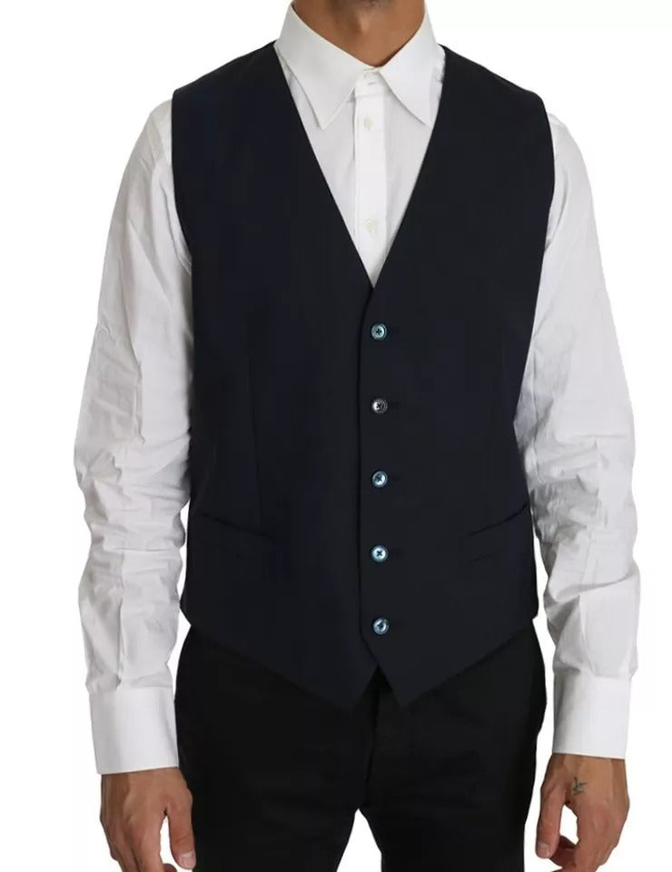 Dolce & Gabbana Blue Wool MARTINI Blazer Γιλέκο 2 Τεμάχια