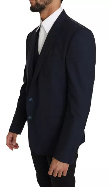 Dolce & Gabbana Blue Wool MARTINI Blazer Γιλέκο 2 Τεμάχια